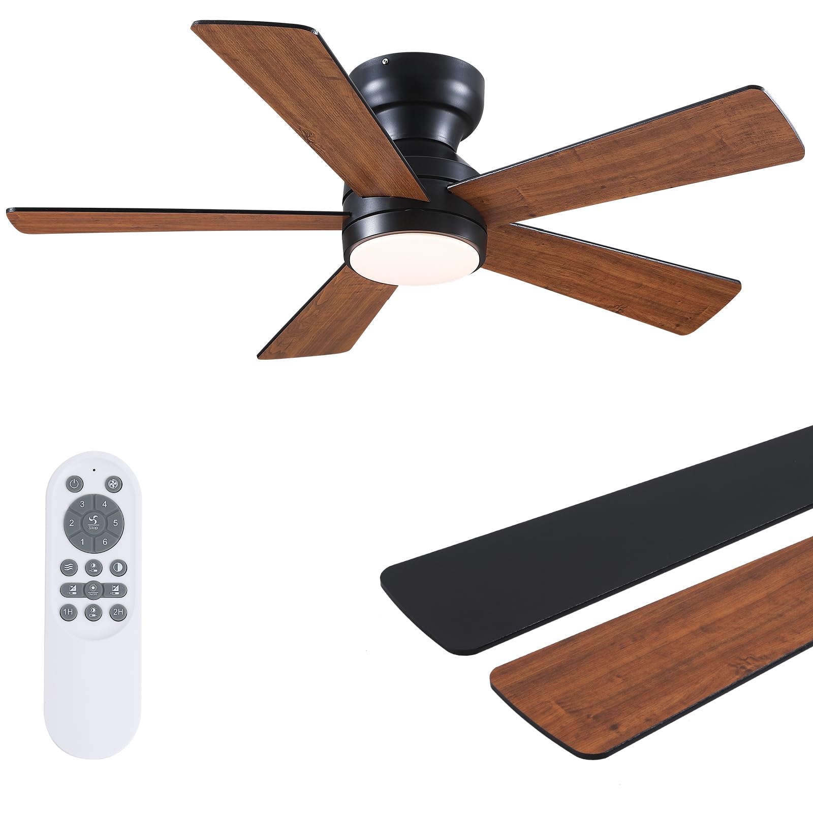 TINK☆TIFFA② BYKISTOK Ceiling Fans with Lights Flush Mount - 46in Low Profile