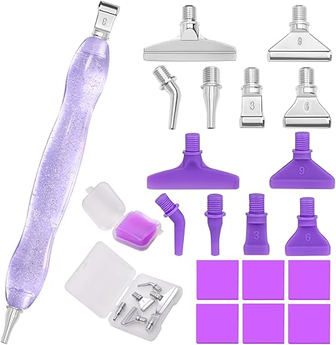 Praise V Do Kit de bolígrafo de pintura de diamante con 6 tornillos de punta de metal plateado de acero inoxidable, 6 placeres de plástico, 6