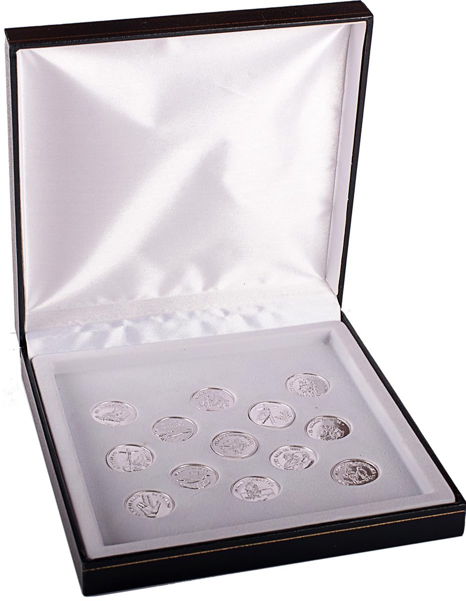 Regalos Más de Más Estuche de Arras Matrimoniales de Plata Fina 999‰ con diseño Bíblico. (04084)