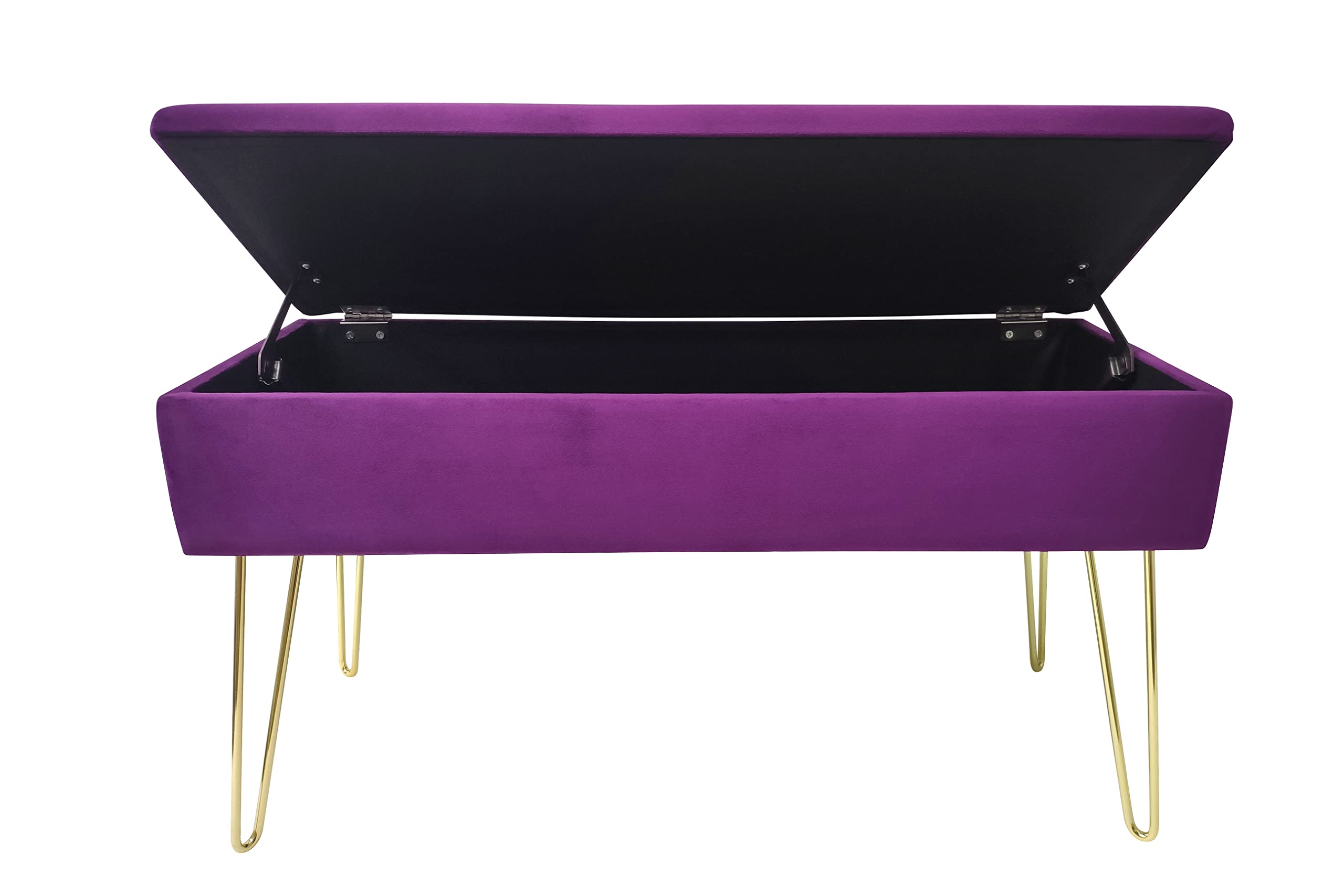 ECHTWERK Banquete Scarlett-Banco Acolchado con Funda de Terciopelo (Rectangular, con Espacio de Almacenamiento, Patas de Metal, Baya), Mezcla de poliéster, Frutas del Bosque, 75 x 30 x 42 cm