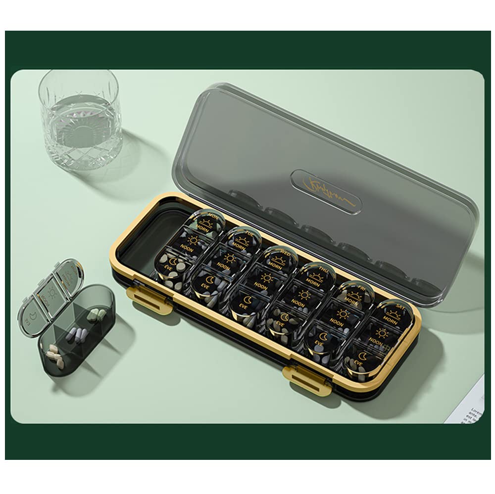 Zonlong Weekly Pill Organizer/ Dispensers, 3 Times A Day, 7 Day Large Compartments Travel Pill Container/ Box, Moisture-Proof Medicine Case for Fish