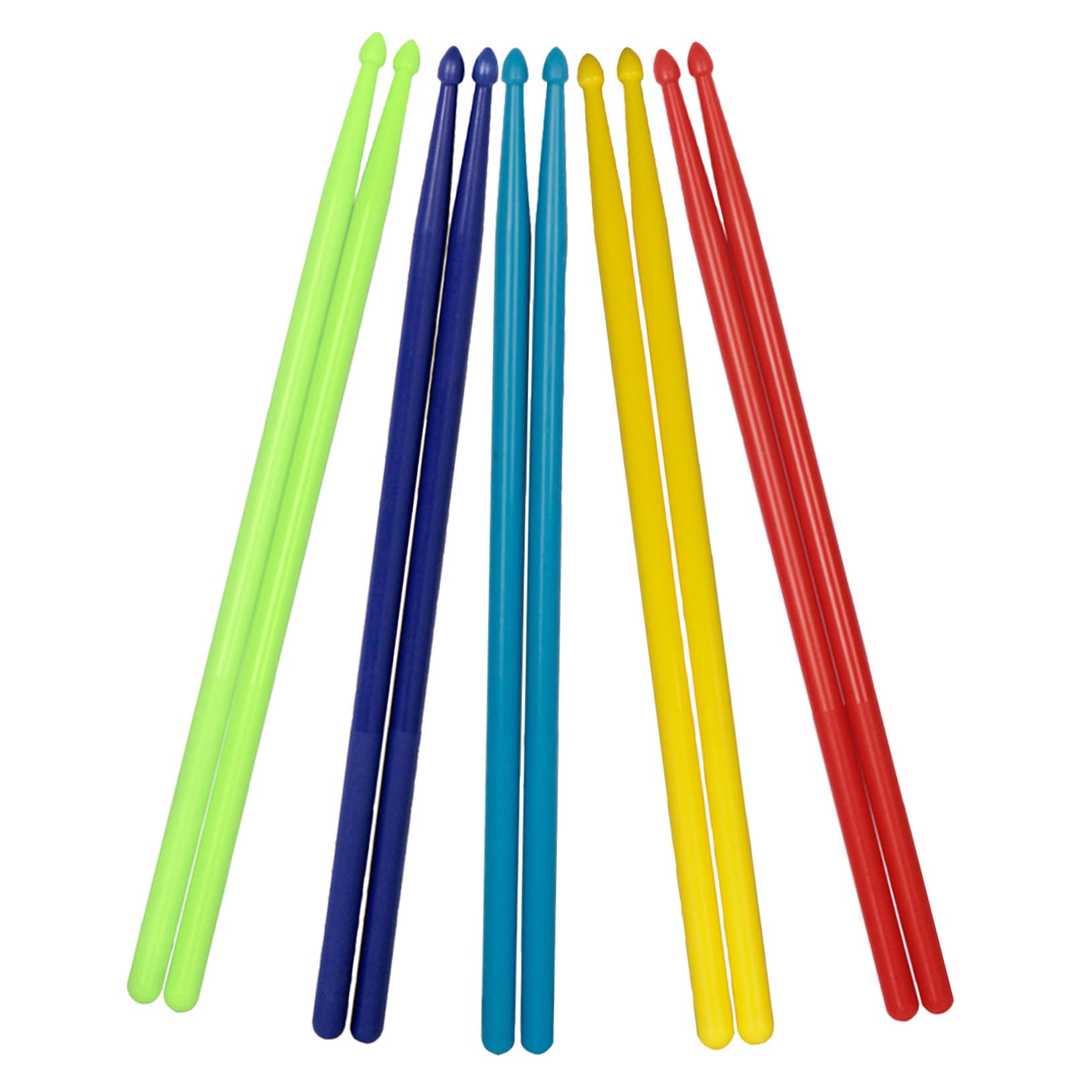 SUPVOX Set 5 Paia Bastoncini di Nylon Multicolore per Batteria Design Ergonomico, Uso Versatile, per Performance di Musica Jazz e Appassionati di Percussioni
