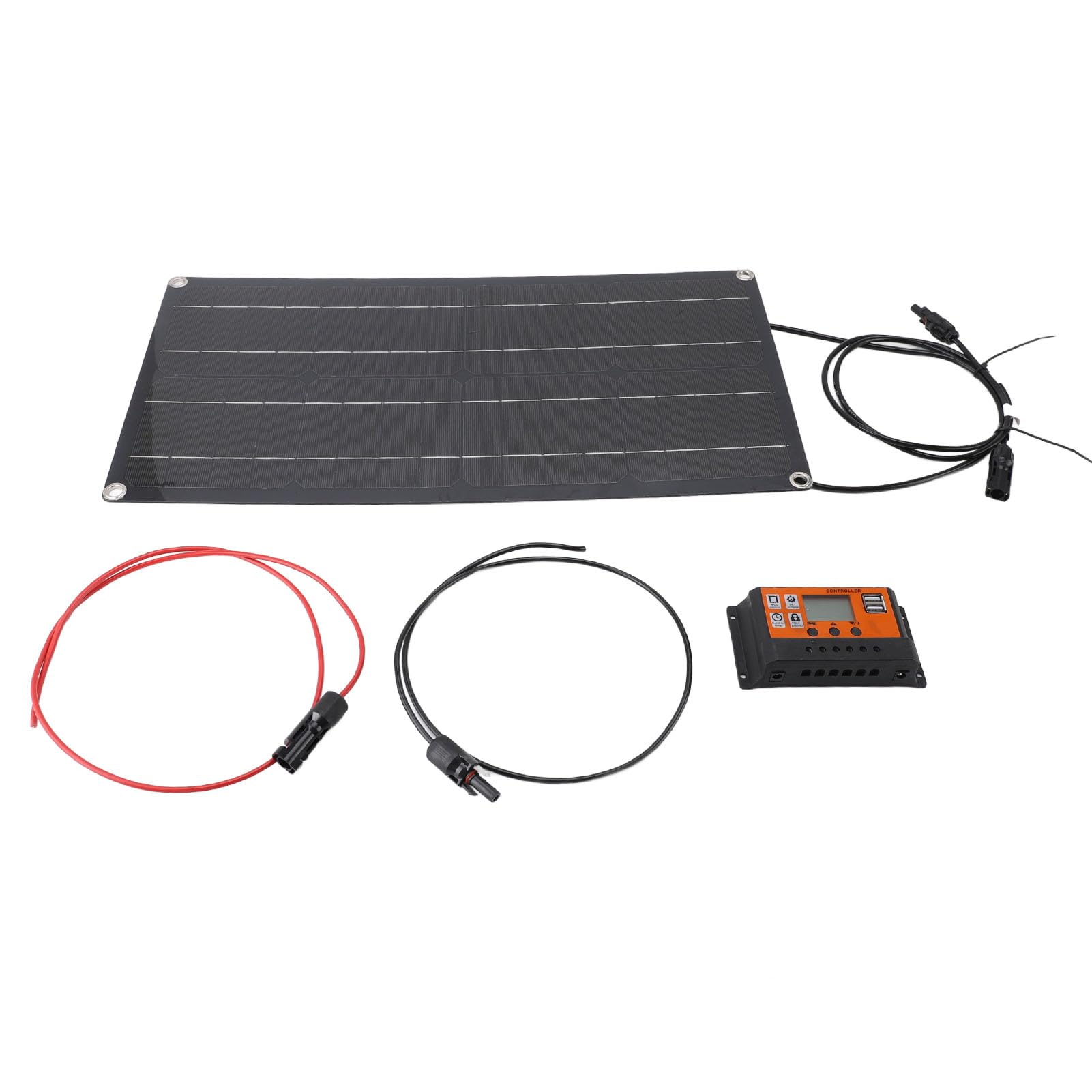 Monokristallines 100-W-Solarpanel-MPPT-Controller-Kit, Hocheffiziente Solarenergie + ABS-Material, Geeignet für Wohnmobile, Zelte, Dächer, Boote, Hütten, für Outdoor-Aktivitäten