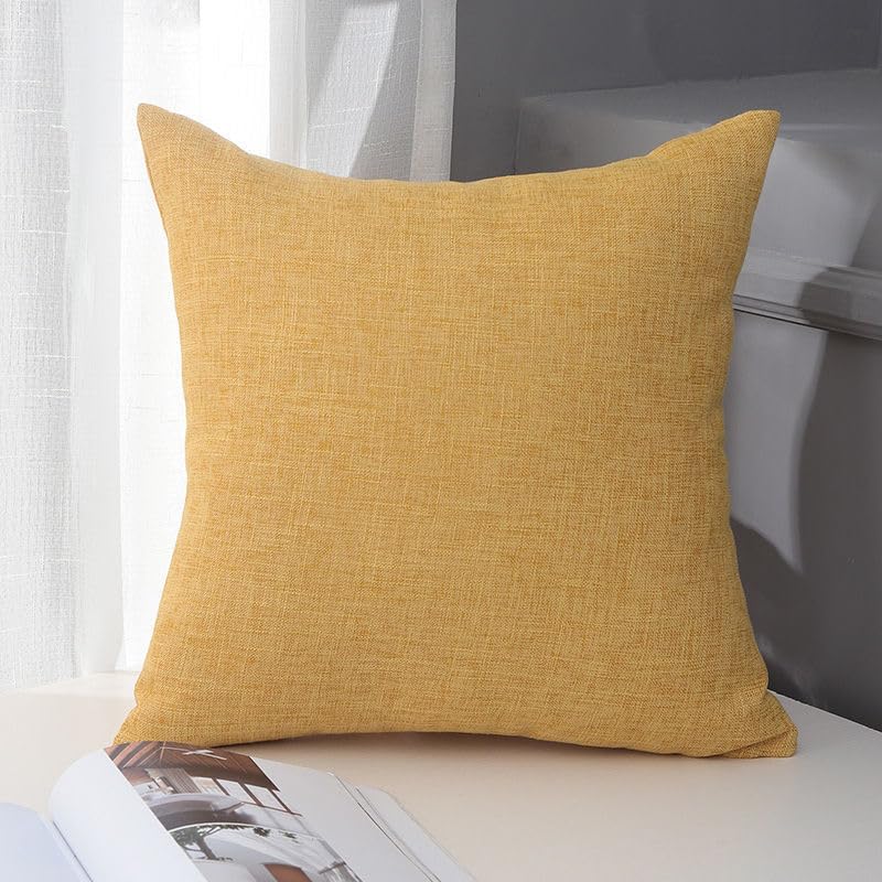 4 federe per cuscino in cotone e lino tinta unita, classiche e senza tempo, colore puro, con qualsiasi letto brillante, 40 x 60 cm (giallo