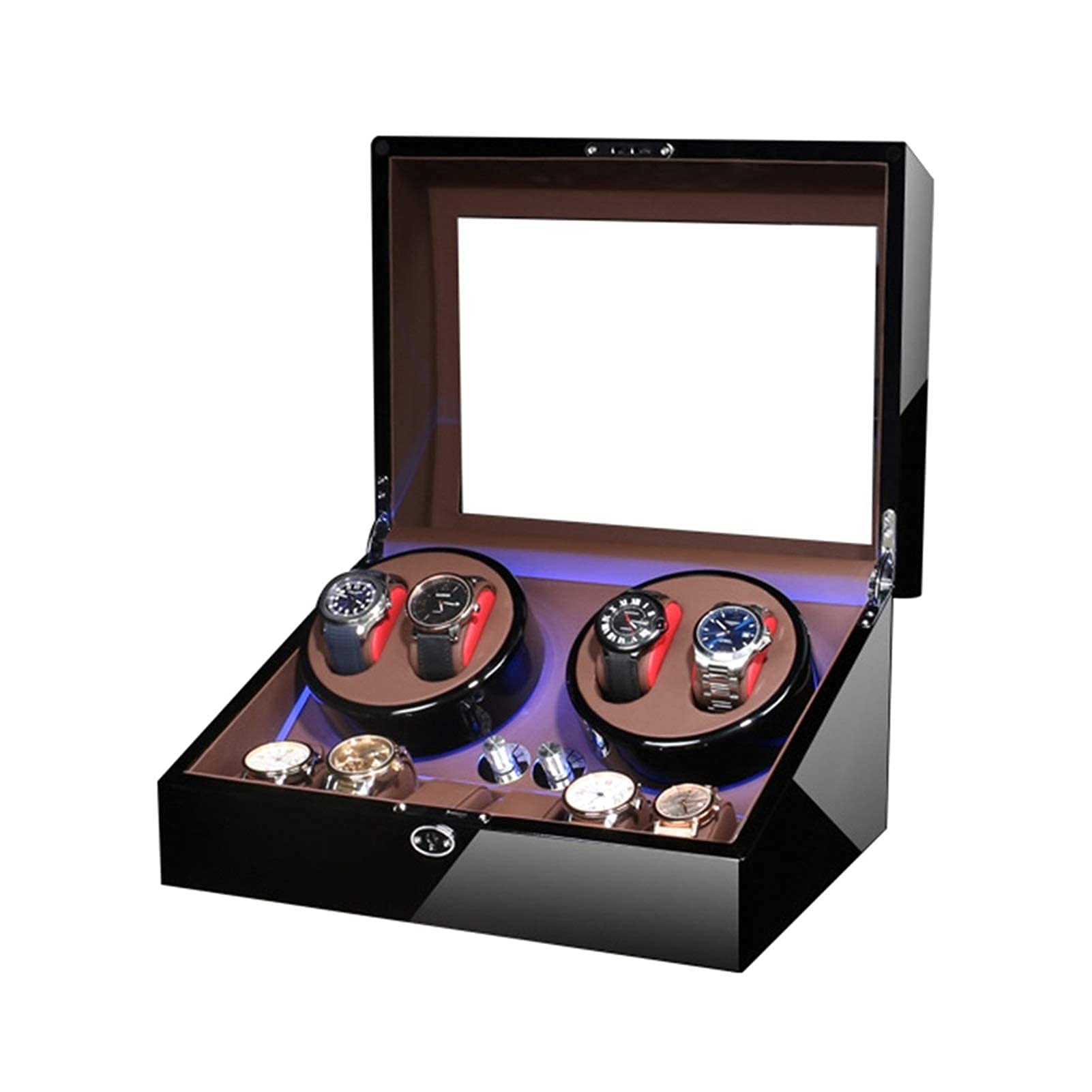 Rotor para relojes automáticos: organizador de lujo para 6 piezas con acabado de pintura de piano 8