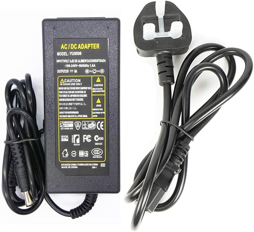 5V 6A Power Supply,AC100-240V to DC5V 30W Adapter Charger Transformers,Power Supply Adapter for Led Strip Lights,Audio/Video,CCTV,Camera,Wireless Router,DC Connector Jack 5.5mmx2.1mm