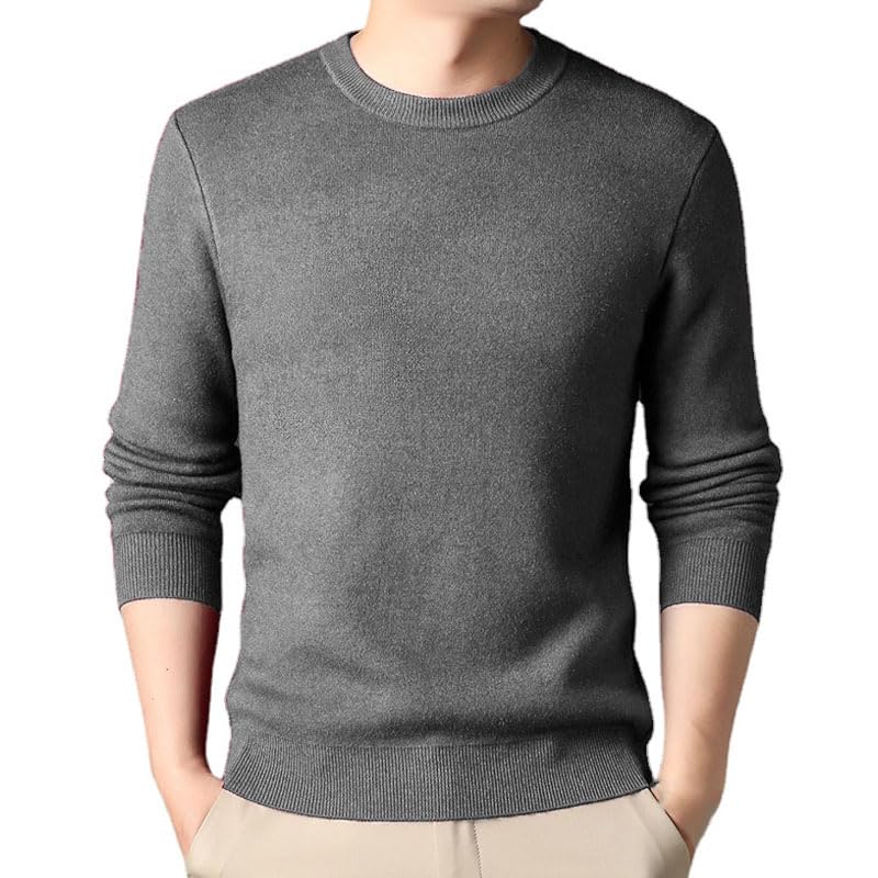 Men's Solid Knitted Sweater Casual Comfortable Tops Vintage Loose Round Neck Pullover 6