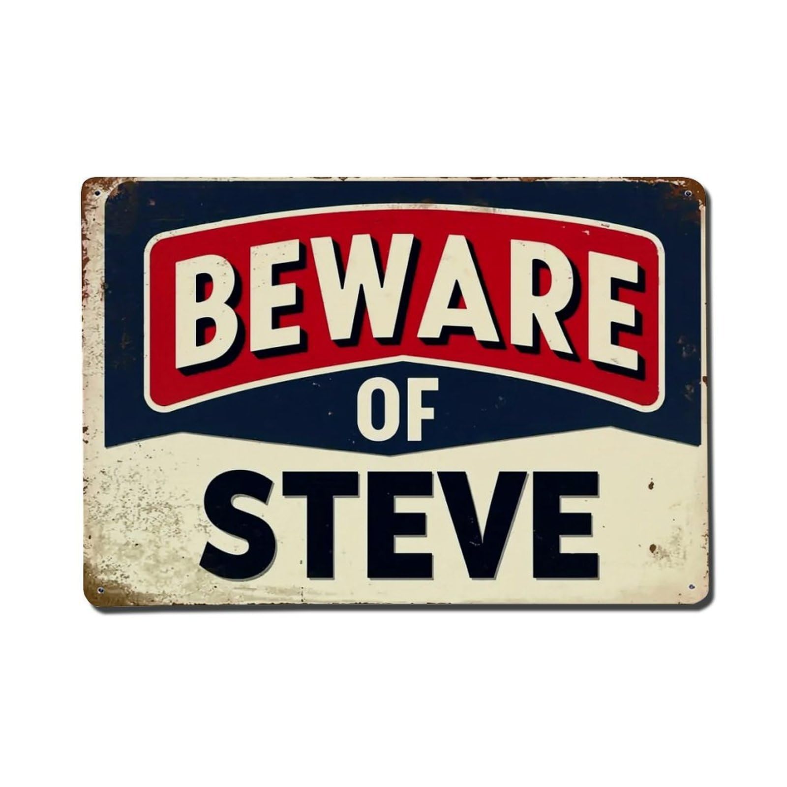 Nestemfo Vintage Beware Of Steve Sign Tin Sign Metal Sign, Living Room,Bar, Home, Bedroom Wall Decor,Retro Metal Poster 8X12 Inches