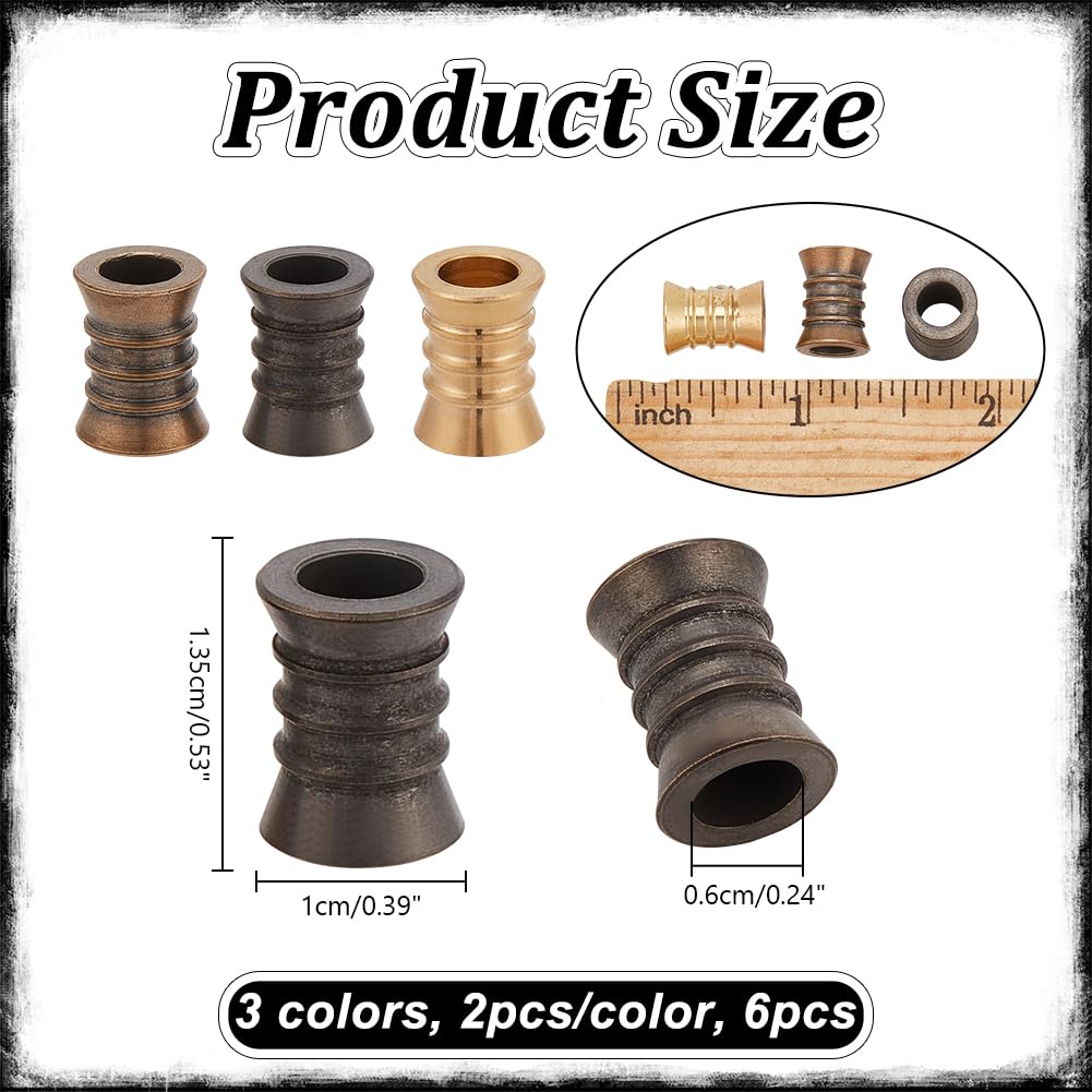 NBEADS 3 Perline Distanziali A Colonna Scanalata In Lega Titanio - 14x10 Mm, Foro 5.8 Mm, Per Bracciali E Paracord
