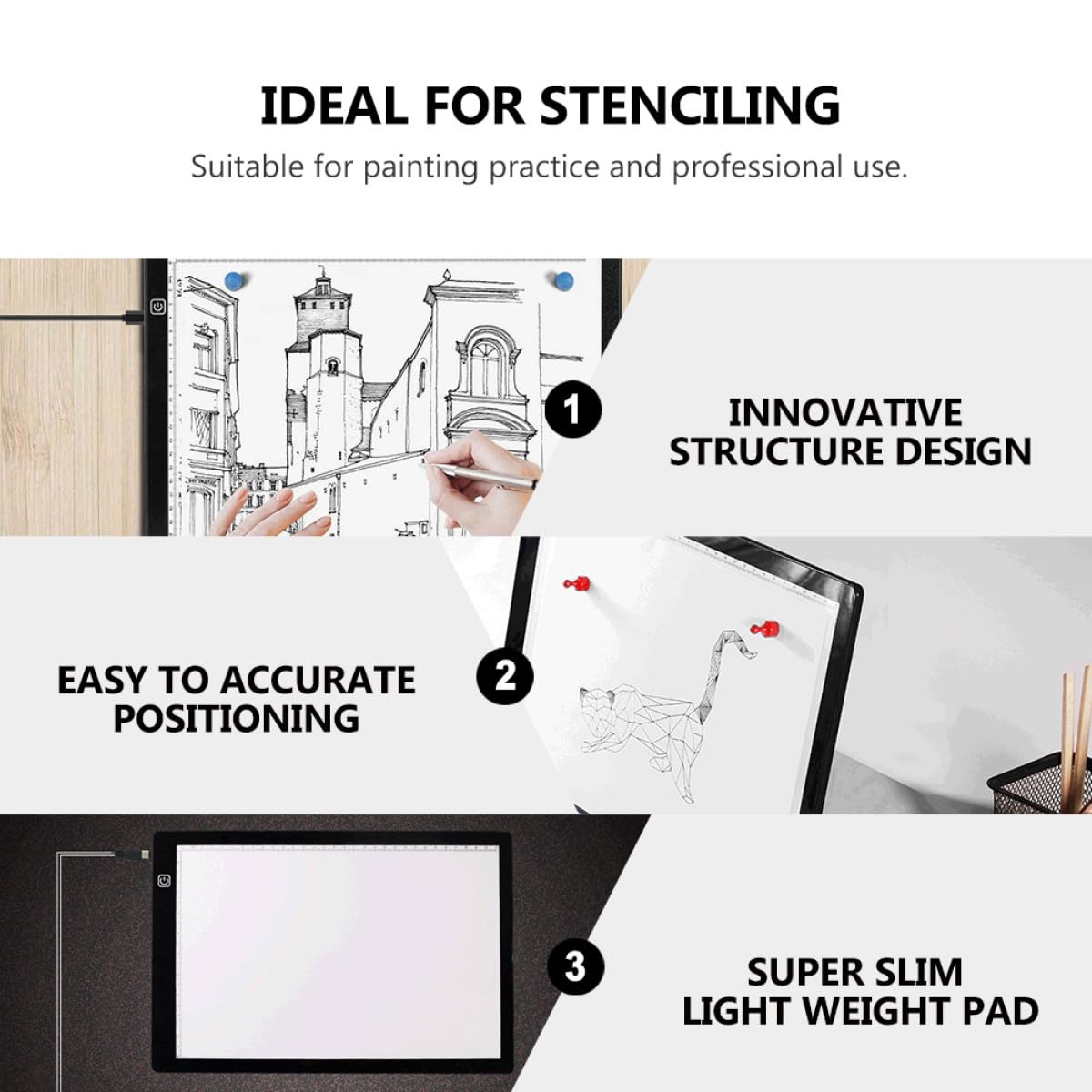 TEMPNAP Planche à Dessin Lumineuse A4 LED Magnétique avec Surface Acrylique Mate, Design Innovant, Poids Léger et Règle Intégrée pour Dessin et Animation 2d