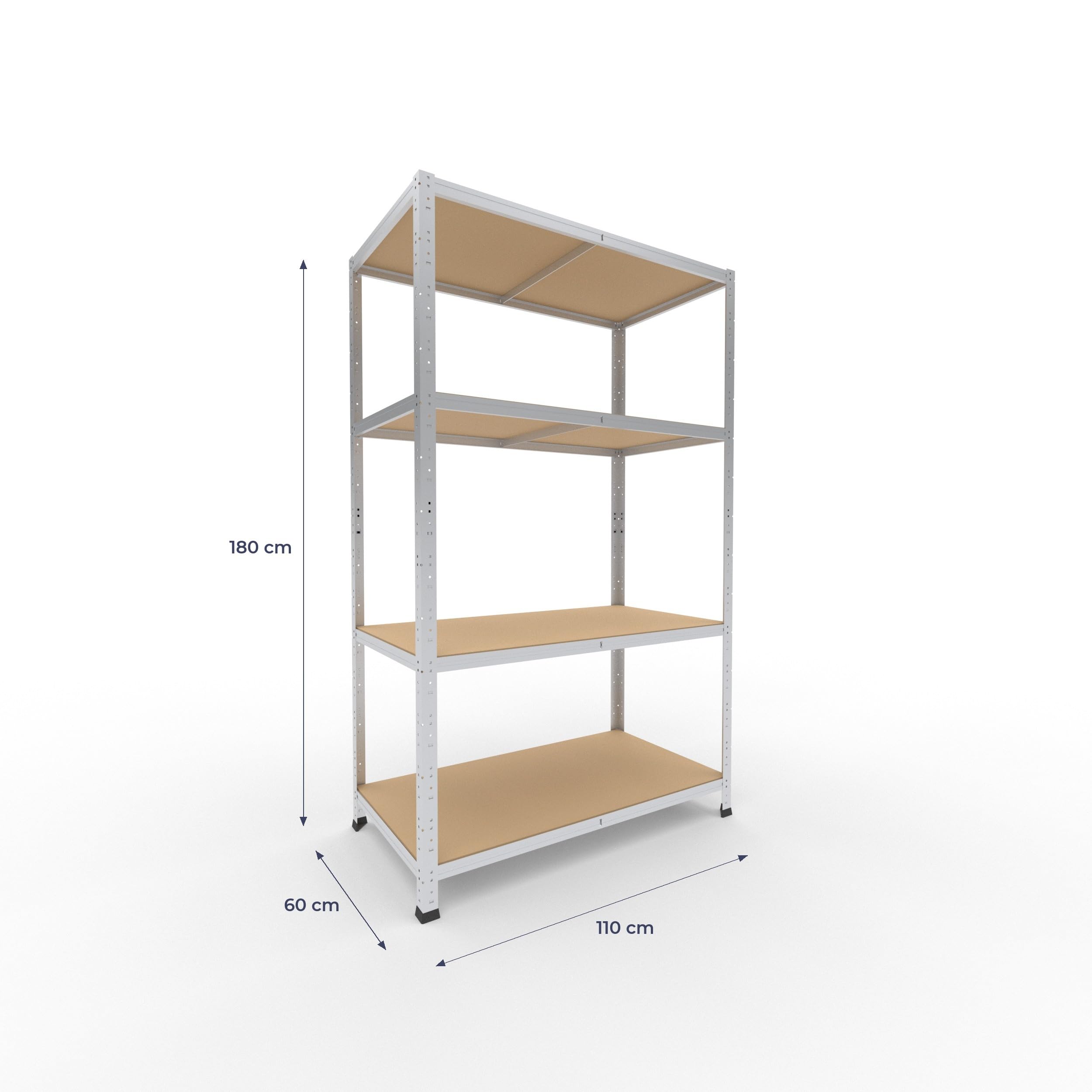 shelfplaza® 180x110x60cm Home Schwerlastregal verzinkt/Metallregal mit 4 Böden/Kellerregal Metall, Garagenregal, Werkstattregal oder Regal Lagerregal/Steckregal Metall mit 175kg Tragkraft