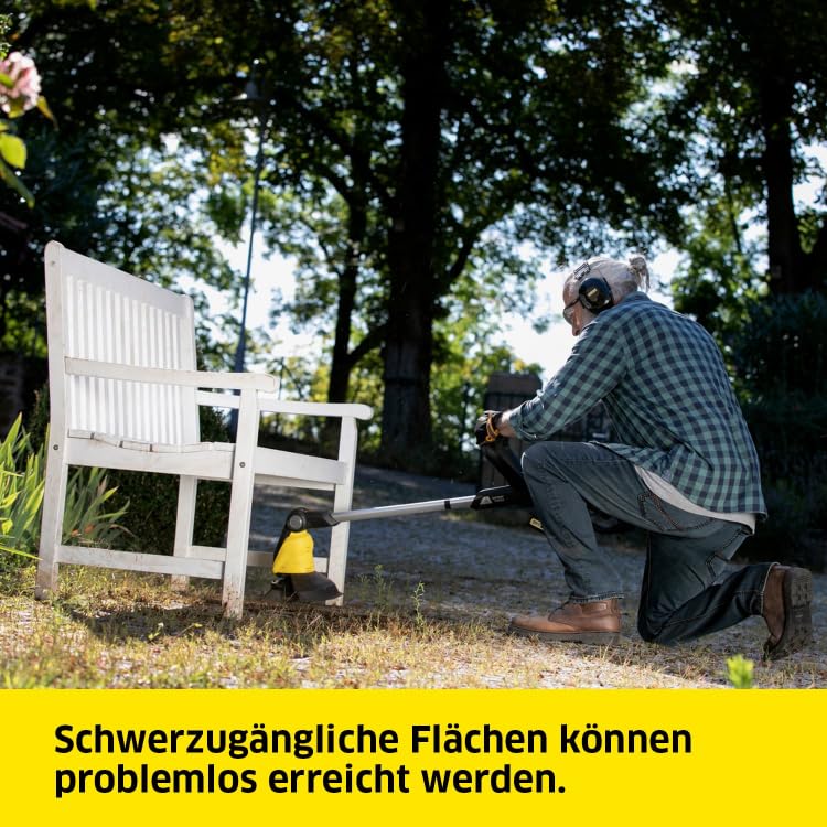 Kärcher 18 V Akku-Unkrautentferner WRE 18-55, Nylonborsten-Kopf mit max. 2.800 U/min, schwenkbarer Reinigungskopf, Teleskopstiel, verwendbar mit dem Kärcher 18-V-Akku, ohne Akku