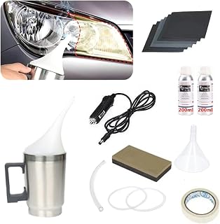 Kit de renovación de faros delanteros de automóvil, herramienta de pulido for reparar rayones de lentes de faros delanteros de automóvil con 2 líquidos de 200 ml for eliminar amarilleamiento, rayones,