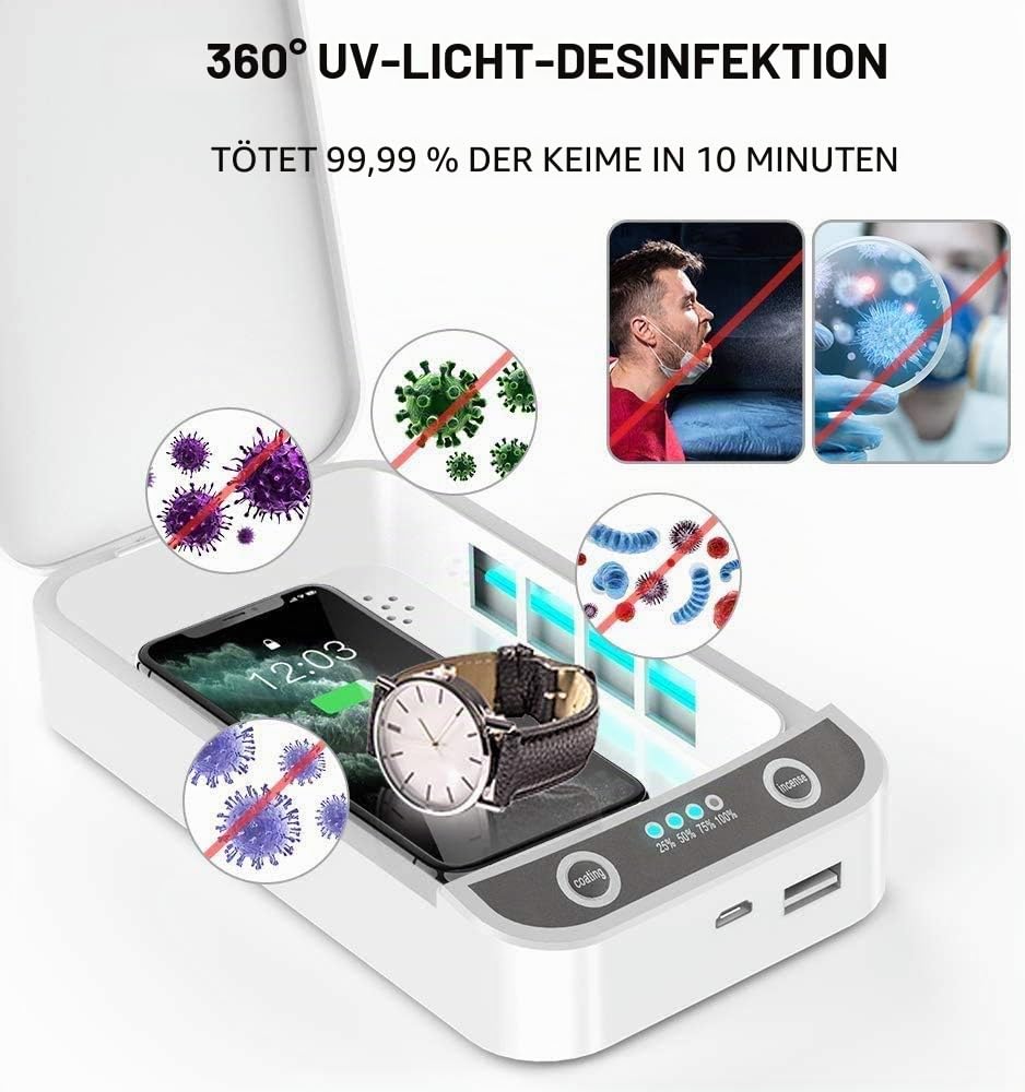PROtastic UV-Desinfektionsmittel-Box, ideal f眉r die Sterilisation von Telefon/Schl眉ssel/b枚rsen/ etc., Stromversorgung 眉ber USB, automatischer Timer