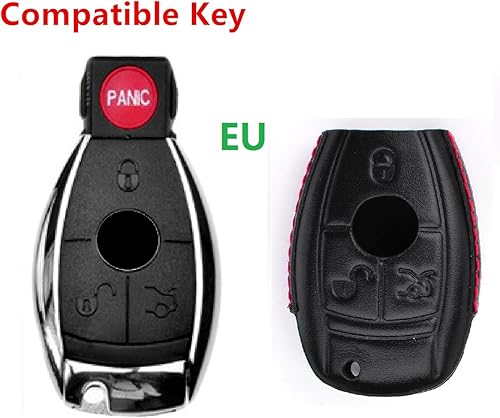 Miniatura 9 de MJVisun - Funda de piel para llave de coche con llavero para Mercedes-Benz A-Class B C E S G M V Class CLA CLS GLA GLC GLE GLK GL GLS SL SLK SLC