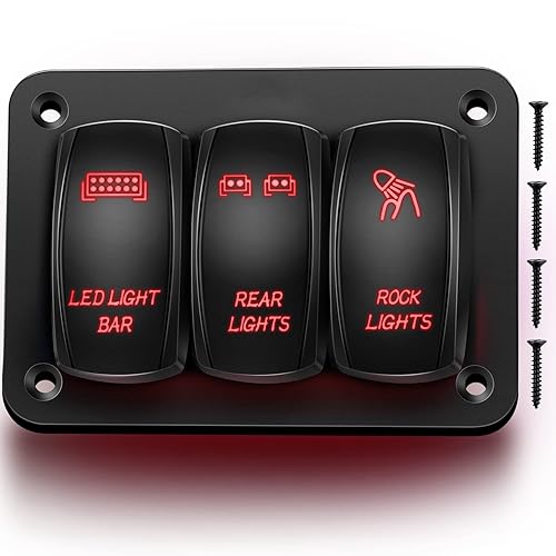 Vista 11 de GOOACC Panel de interruptor basculante de 2 cuadras, interruptor de barra de luz LED, interruptor de luces traseras, 12 interruptores verdes de 24 V