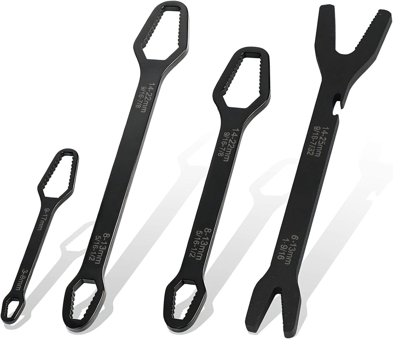 Qivine Universal Torx Wrench Set 4Pcs Self Adjusting 3-25mm | Universal torx wrench set for car, home, outdoor repair, Self adjusting 3-25mm double-ended, 45 steel, non-slip grip, 4pcs