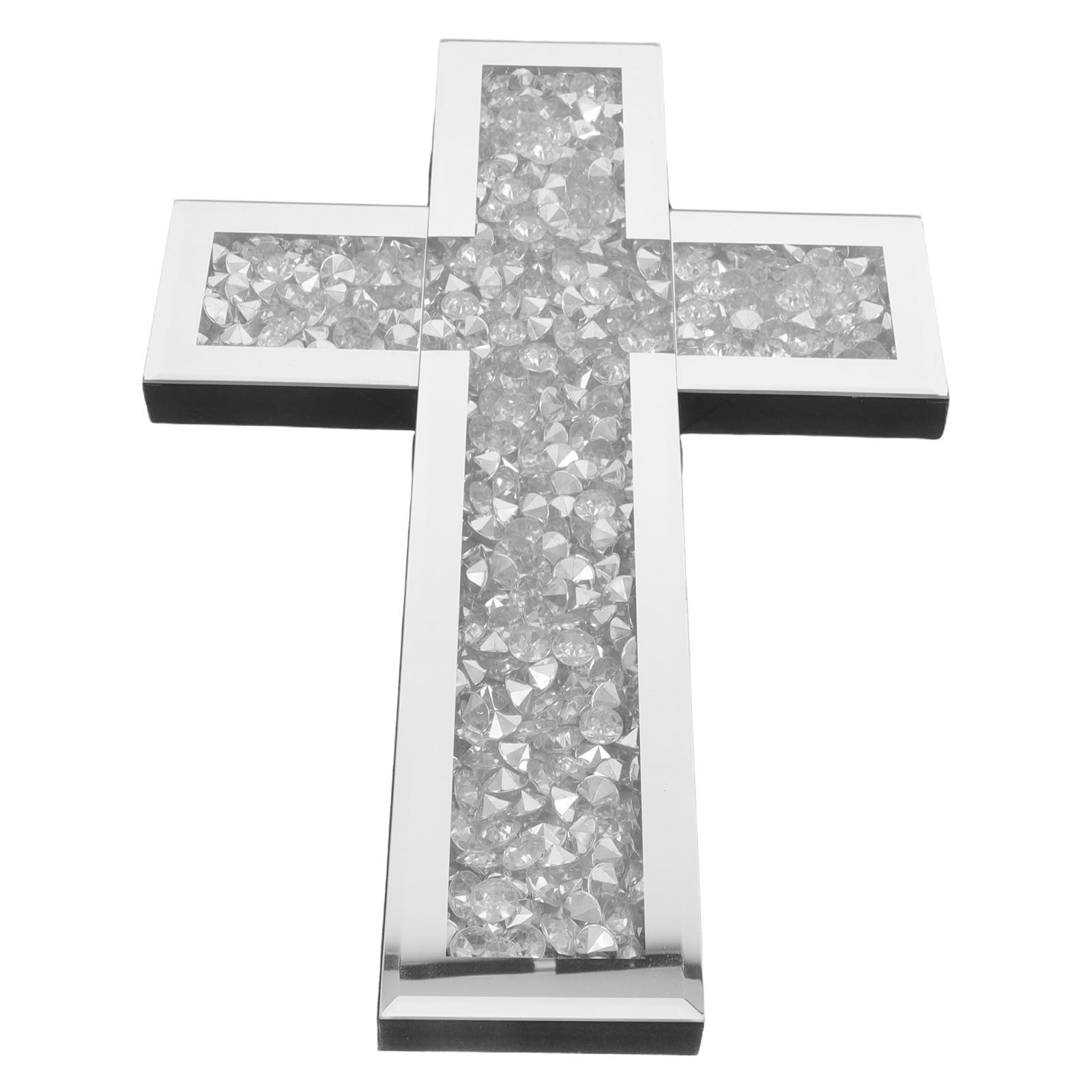 Cruz decorativa de metal y vidrio con acabado lujoso y diseño vintage elegante para pared