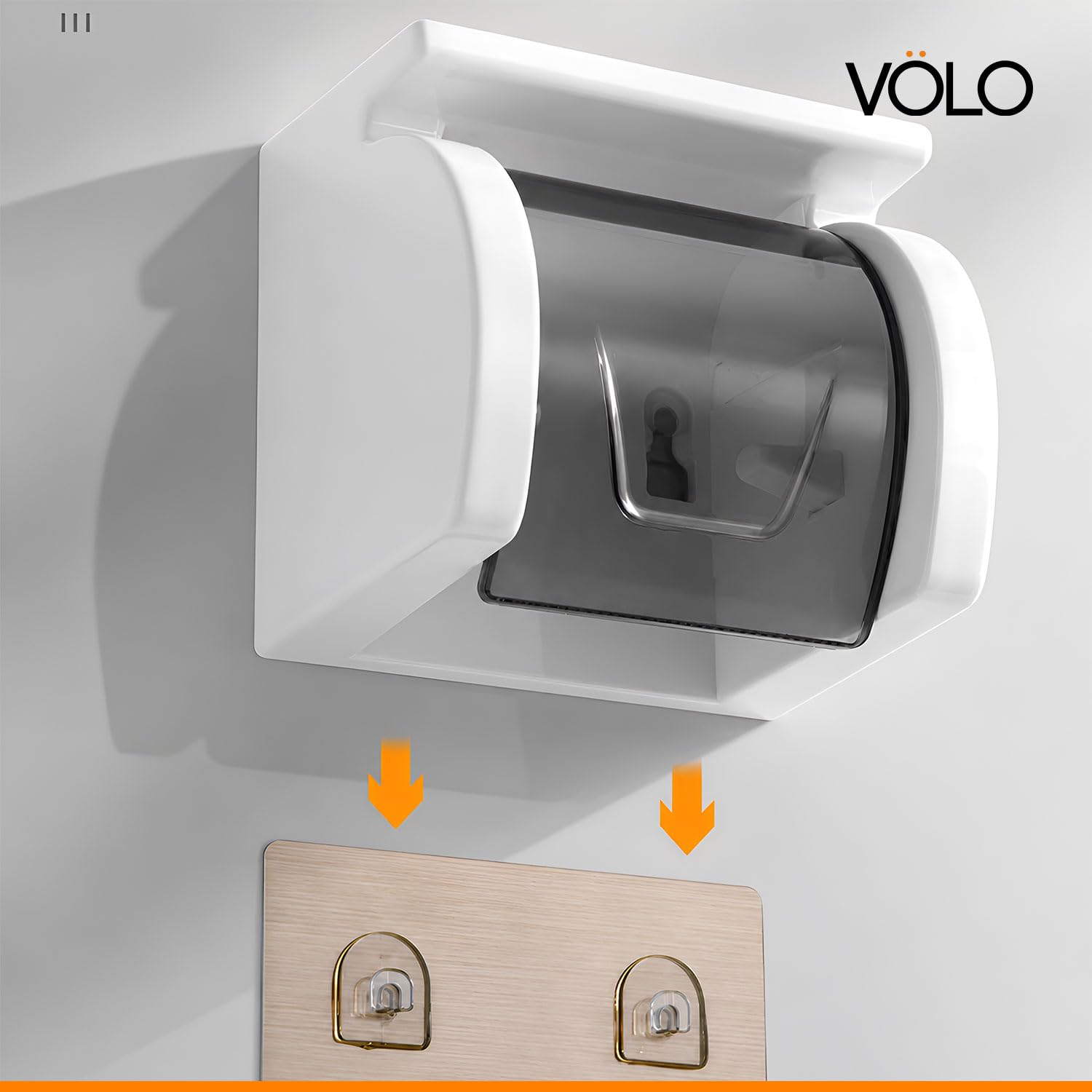Volo® Toilet Paper Holder,Self-Adhesive roll Holder Paper, Planes Tissue Holder Type of Wall mounting Support,Telephone Holder Plastic Bathroom Dispenser,Toilet Tray Transparent/Black.(Pack of 1) 4
