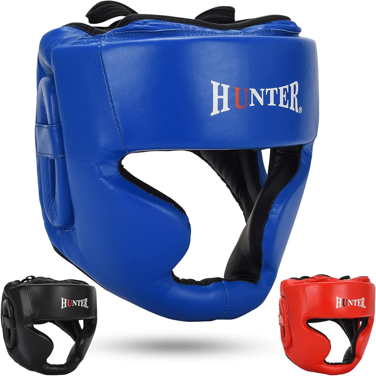 HUNTER Headguard for Professional Boxing, MMA Training Headgear, Kickboxing Head Gear, Headgear for Muay Thai, Grappling, Kickboxing, Karate, Taekwondo, Martial Arts
