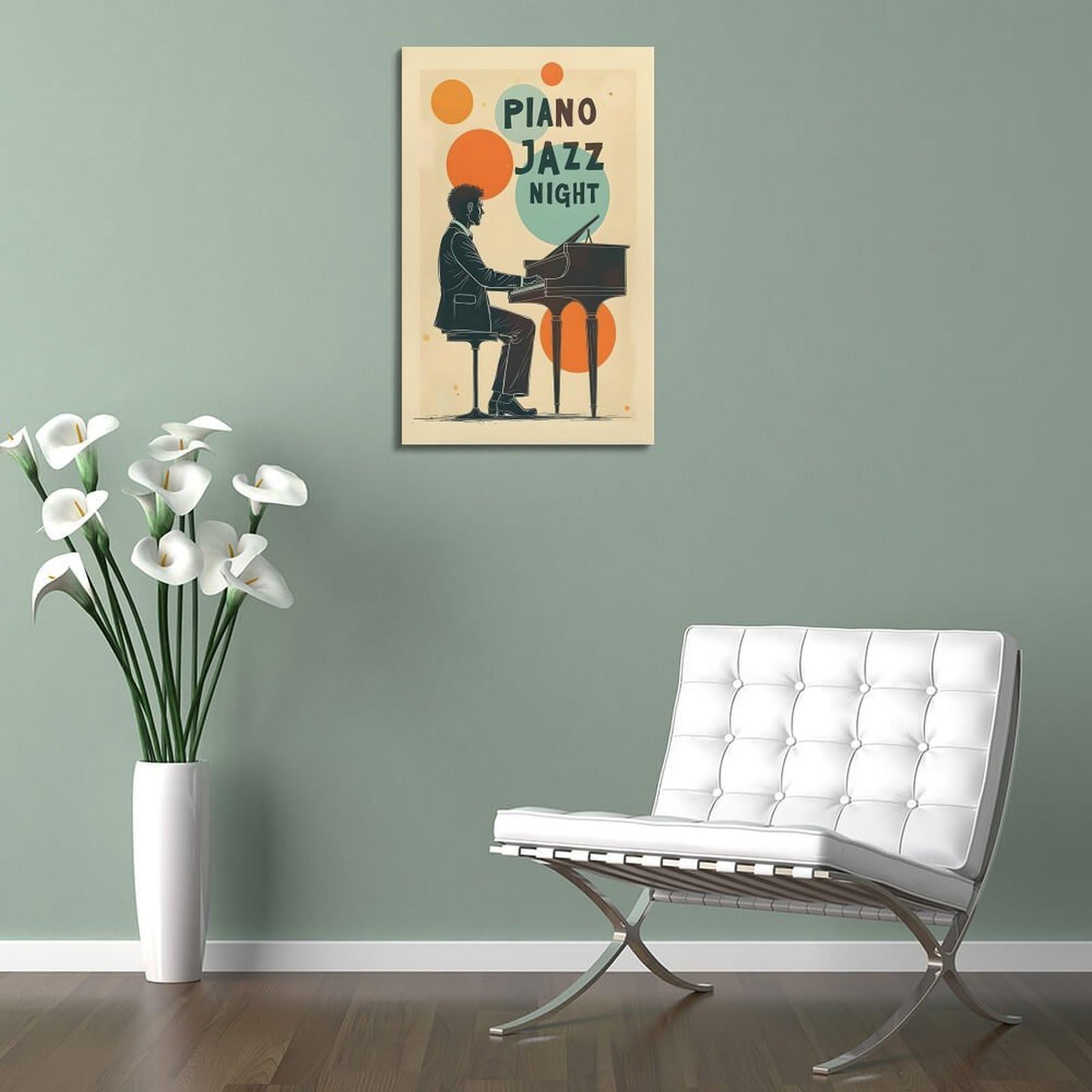 ZlXXYZ Poster su tela per decorazione moderna di famiglia e ufficio, motivo: musica pianoforte, musica jazz, 40 x 60 cm, stile cornice