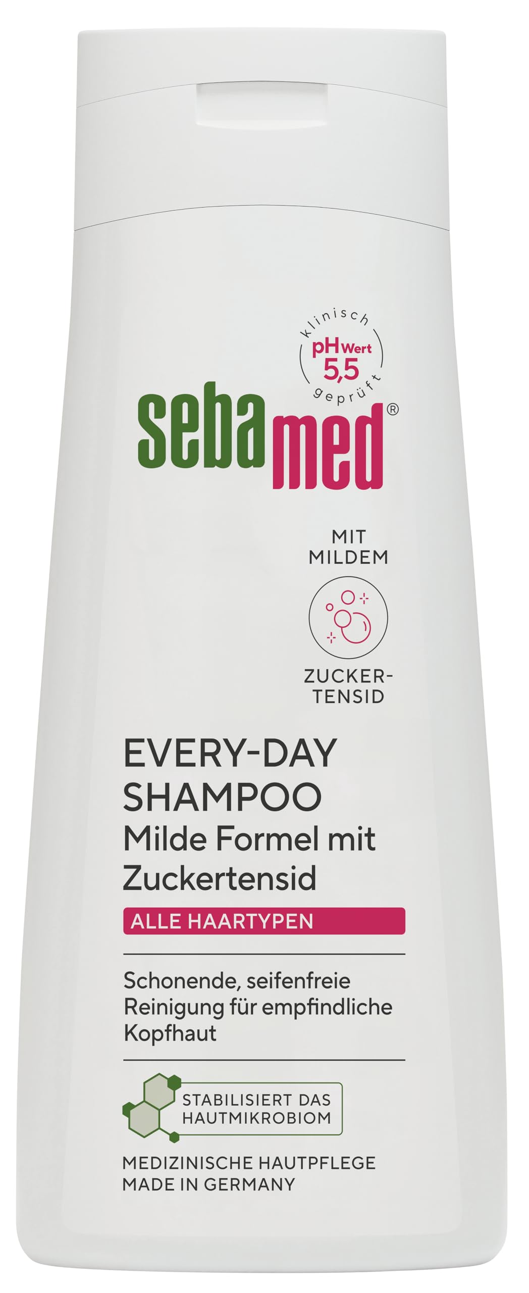 Sebamed Every-Day Shampoo 200 ml, Haarshampoo für Damen und Herren, schonende, seifenfreie Reinigung für empfindliche Kopfhaut, besonders mild durch Zuckertensidformel, für alle Haartypen geeignet