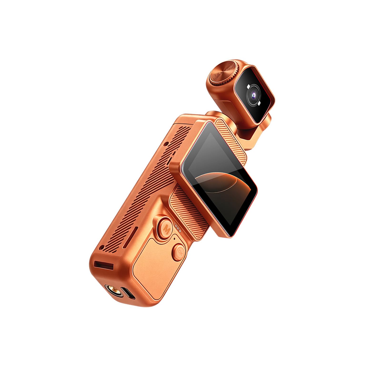 Fotocamera portatile compatta con rotazione di 180 gradi, colore arancione