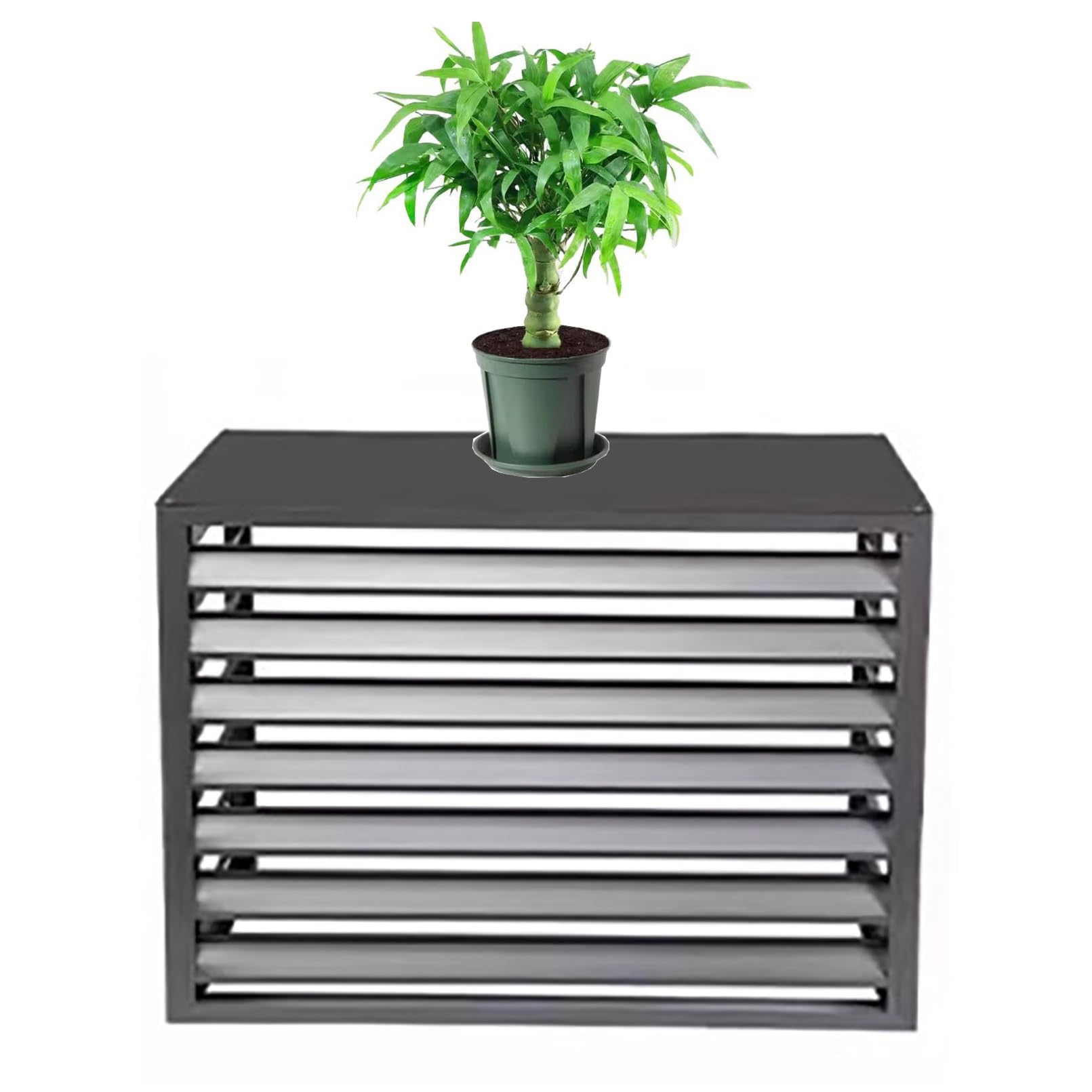 QYMYOZ Aluminum Privacy Fence Screen for Outdoor Use, Air Conditioner Cover, Heat Pump Grilles, Trash Can Enclosure & Flower Stand - Grey, 110"
