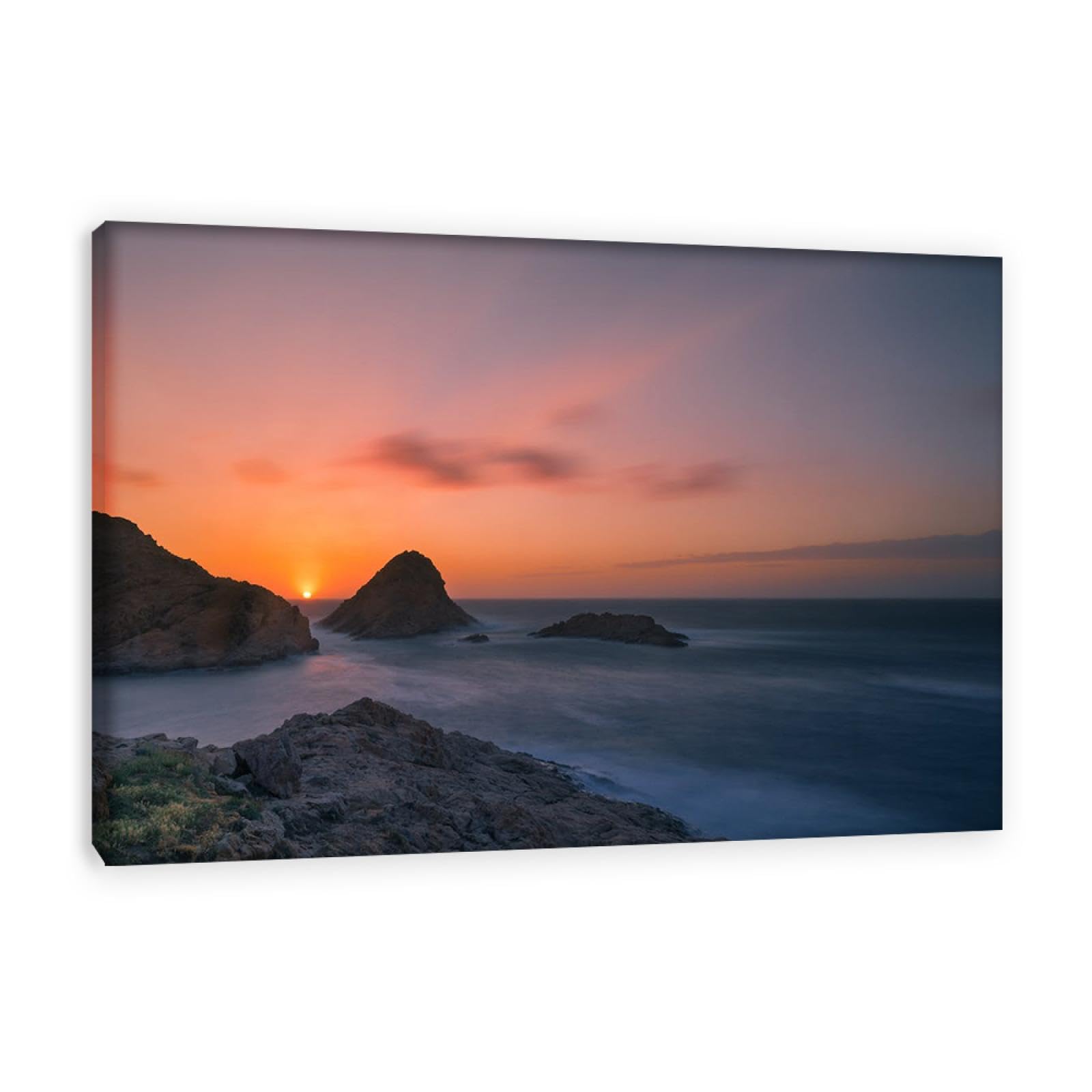 Strand sonnenuntergang bild sonnenuntergang bild auf leinwand wandbilder landschaftsbilder mit rot Leinwandbilder Sonnenaufgang am Meer Wohnzimmer Deko Kunstdrucke 80x120cm(31x47 Zoll) Innenrahmen