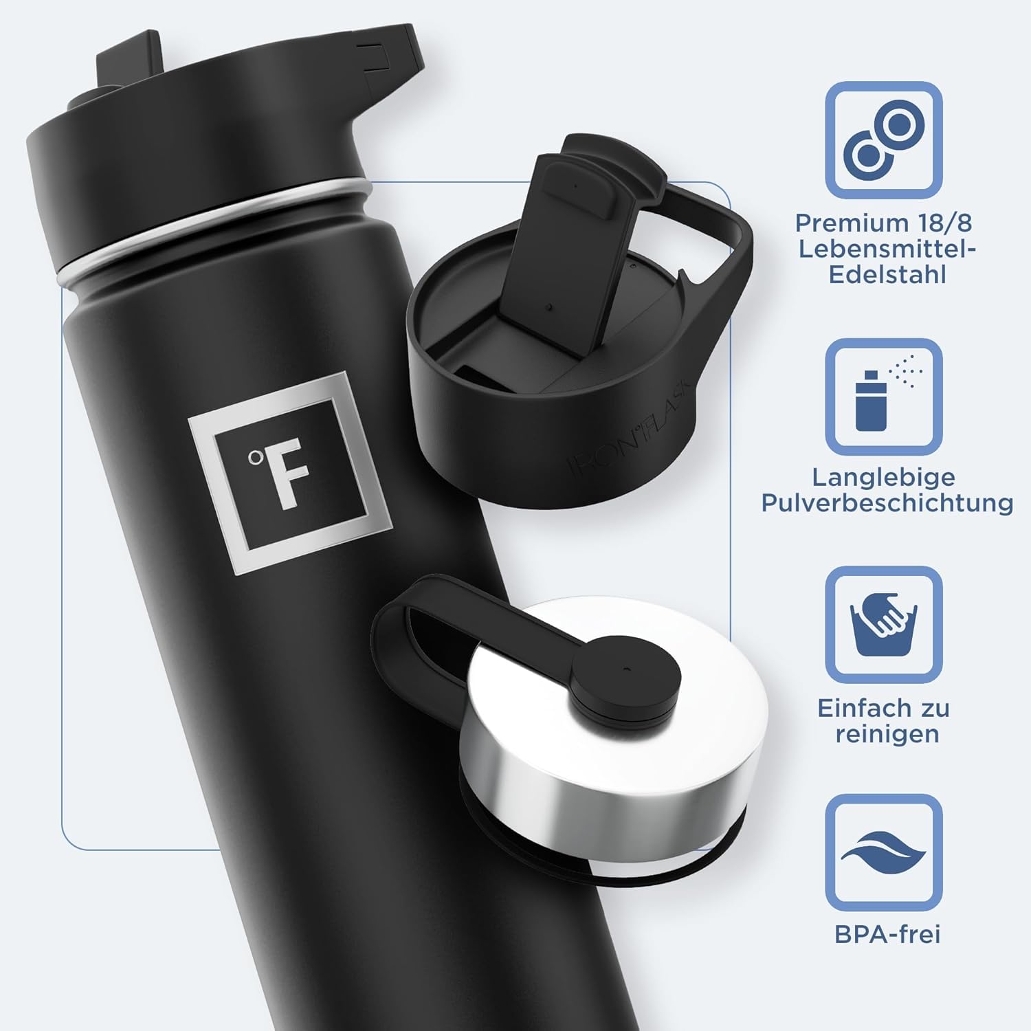 Edelstahl Trinkflasche mit Strohhalm - 650/950/1200/1800 ml - Kohlensäure Geeignet Auslaufsicher Doppelwandig Isoliert Thermosflasche BPA-Freie - Wasserflasche Sport Gym Fitness Reisen Kinder