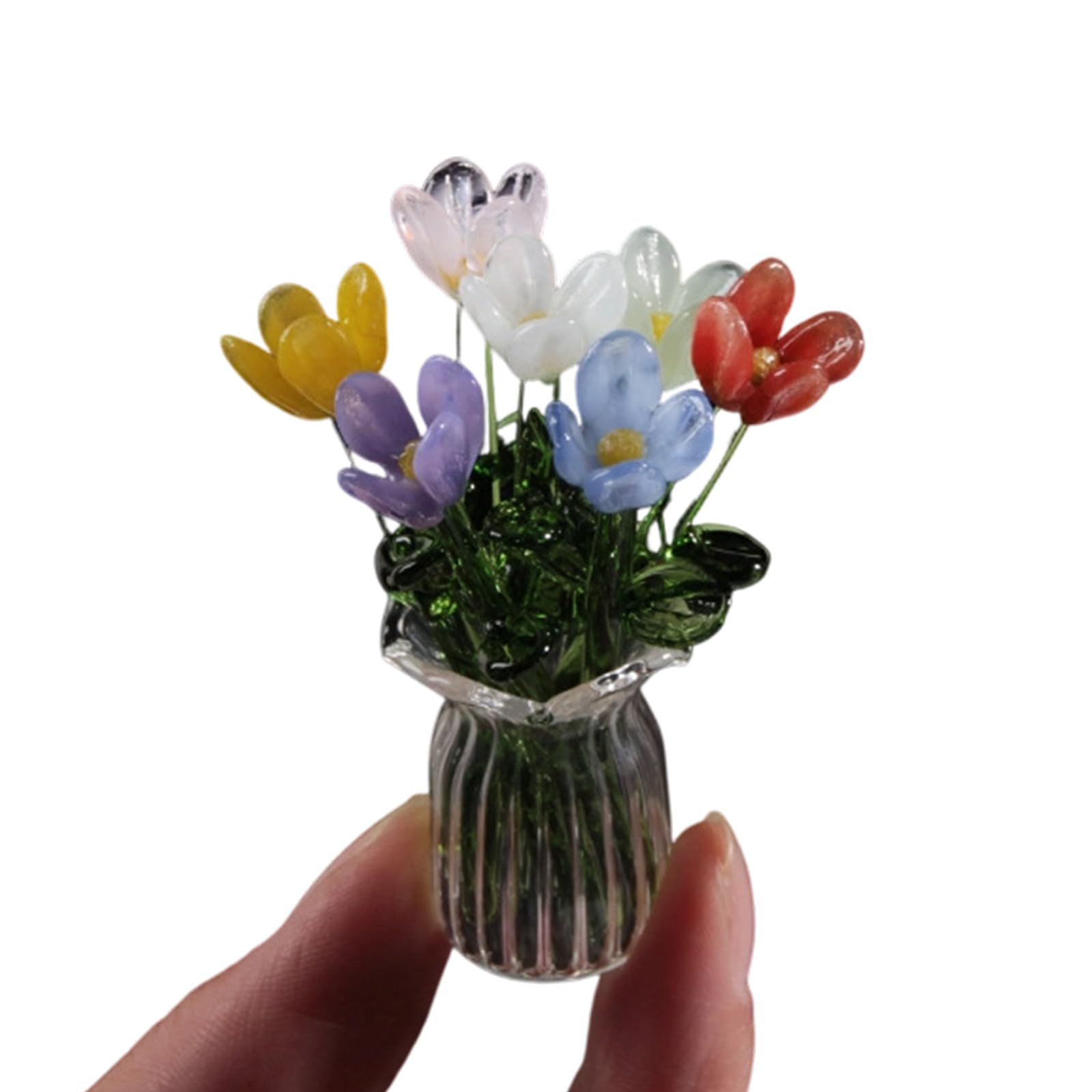 PANFHGFG Glass Flower Decorations Crystal Flower Figurine for Enhancing Environment and Home Aesthetic Glass Ornaments