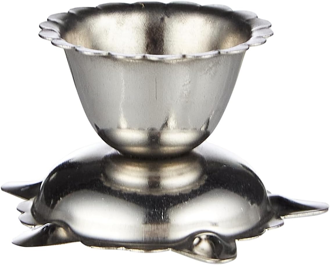 Raj Steel Indian Deepak Diya, 3 SM , Silver, SD0003, Vilakku , Oil Lamp , Pooja Accessories ,Diwali Home Décor