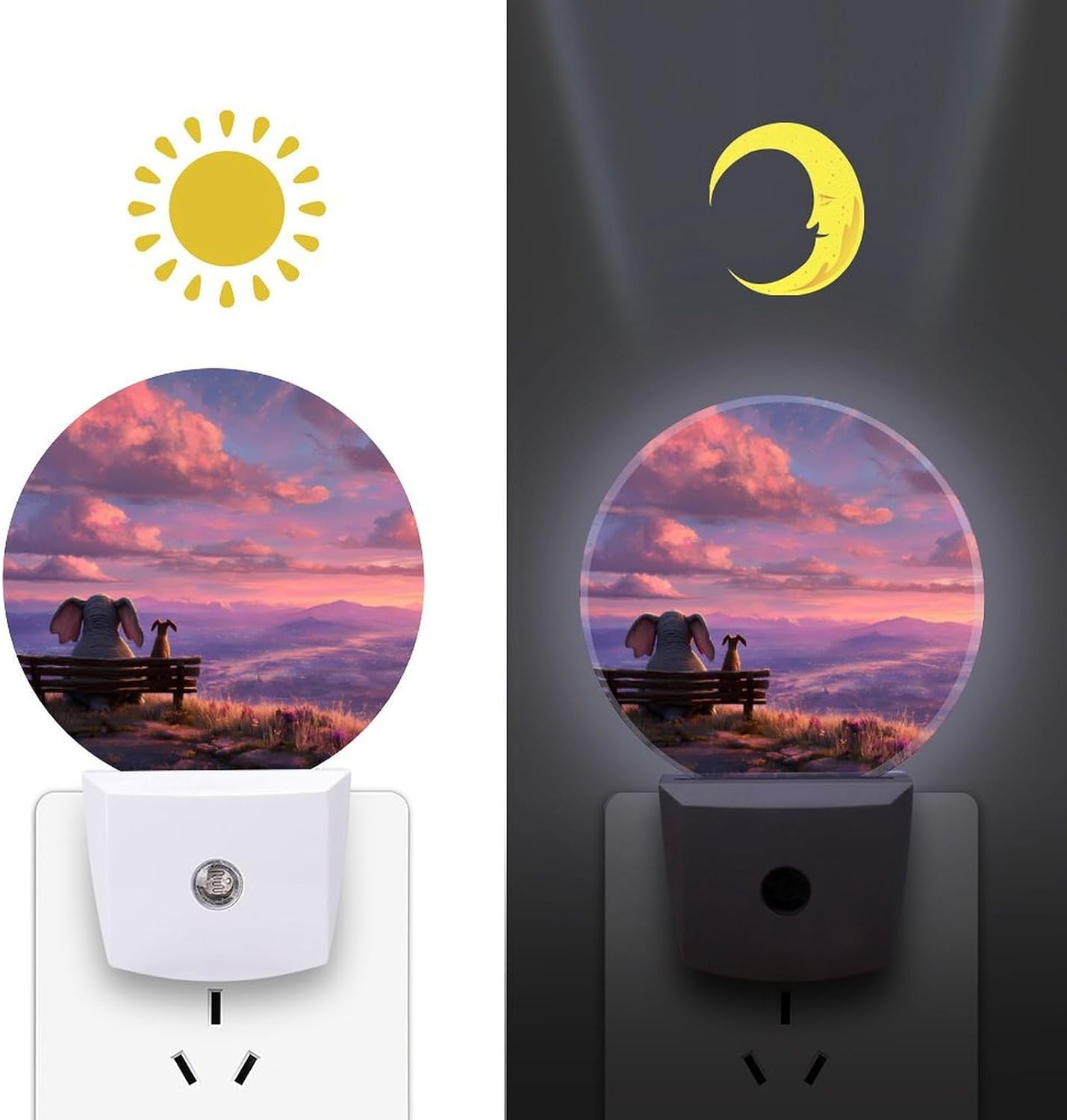 Elephant Dog Sunset Night Light LED Night Lights Plug Into Wall 11.2x5x7.5cm image 3