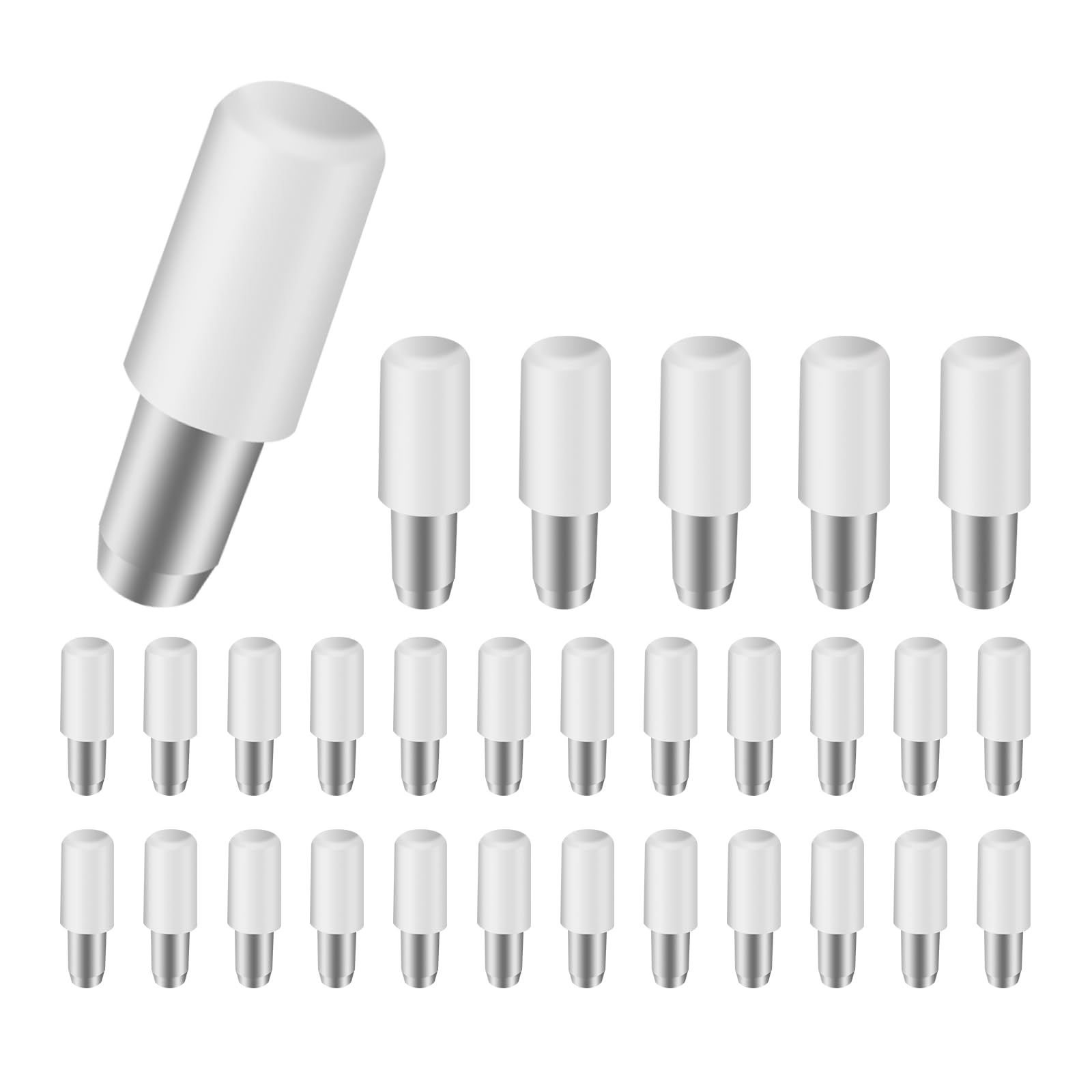 30pcs 5mm 1/4 Inch Stainless Steel Shelf Pegs, Metal Shelf Pins for Cabinets and Shelves, Durable Shelf Support Pegs for Kitchen, Bookcases, and