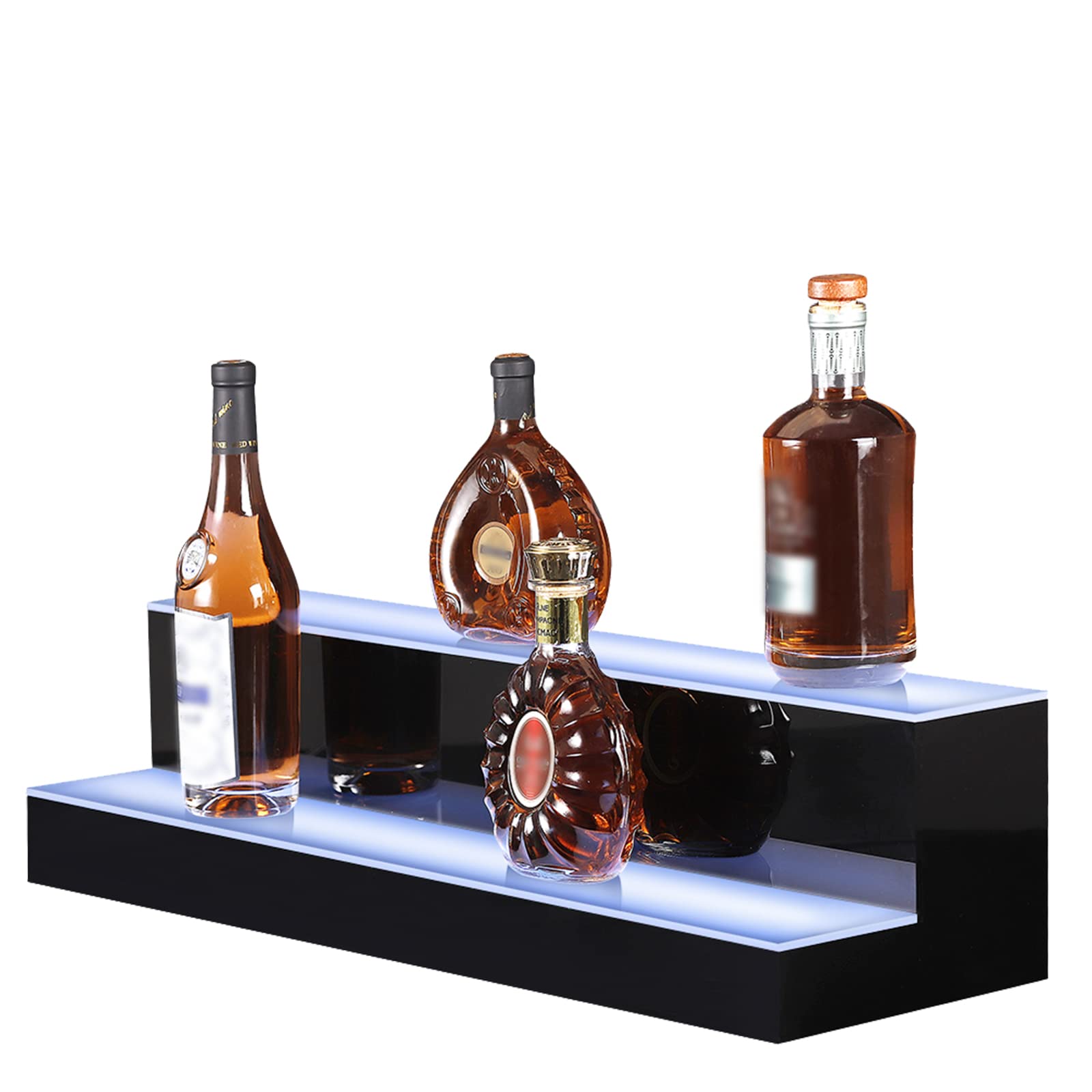 MESAlLUP Acrylic 30 Inch 2 Tier LED Liquor Bottle Display Shelf, Lighted Bar Shelves with APP or Remote Control, Mulit Color Lighting for Home Mini Bars Decor, Restaurants &amp; Party Use
