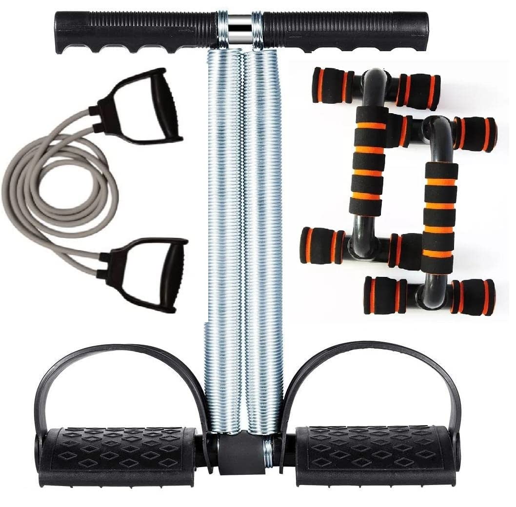Tummy Trimmer | Resistance Band & Push-Ups Stands Bars 3PC SET Weight Loss Exercise Machine Cardio Bodybuilding Chest Muscles Training Home Gym Abs Exercise Equipment For Men & Women (B09BKXQHYN) Amazon Price History, Amazon Price Tracker