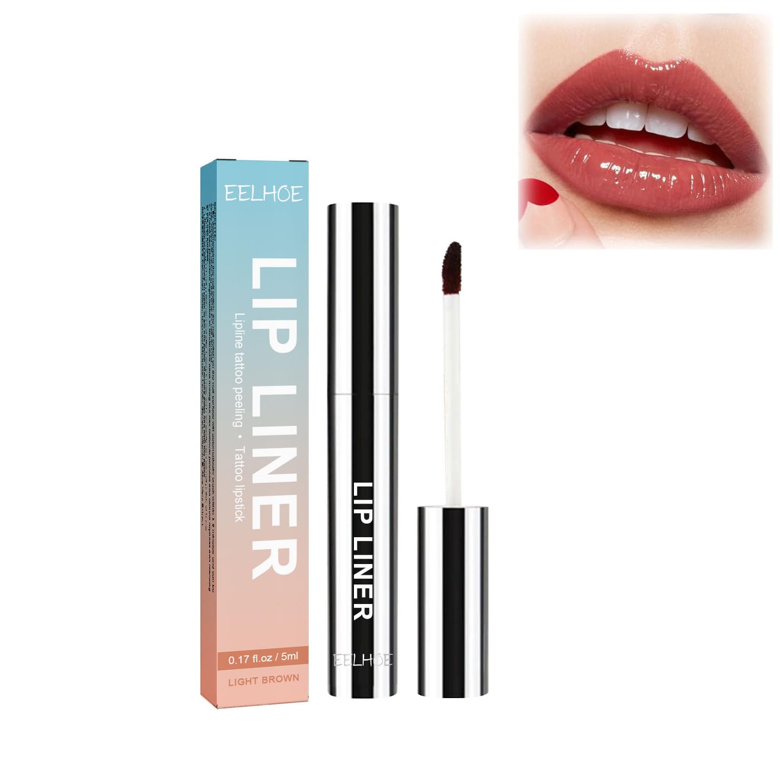 Delineador de labios extraíble de 5 ml, delineador de labios Plump Lines Lip Liner, resistente al agua, delineador de labios, delineador de labios, tatuaje de larga duración (marrón claro)