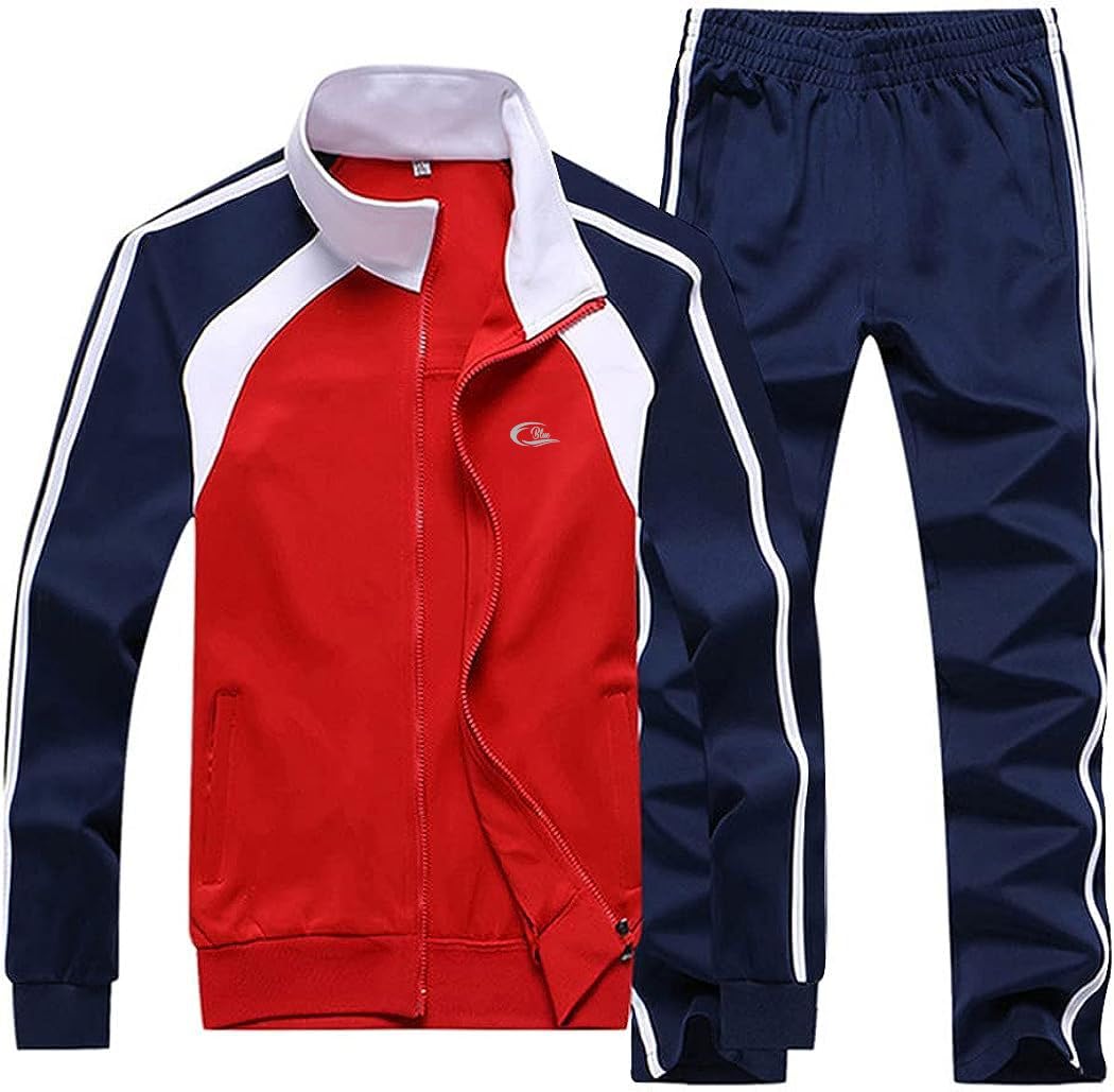 CBlue Men's Tracksuit, Warm-Up Tracksuit, Super Poly Fabric, Breathable Sportswear, Durable Workout Wear, Tracksuit, Jogging Set, Athletic Tracksuit, Full-Zip Jacket Parent
