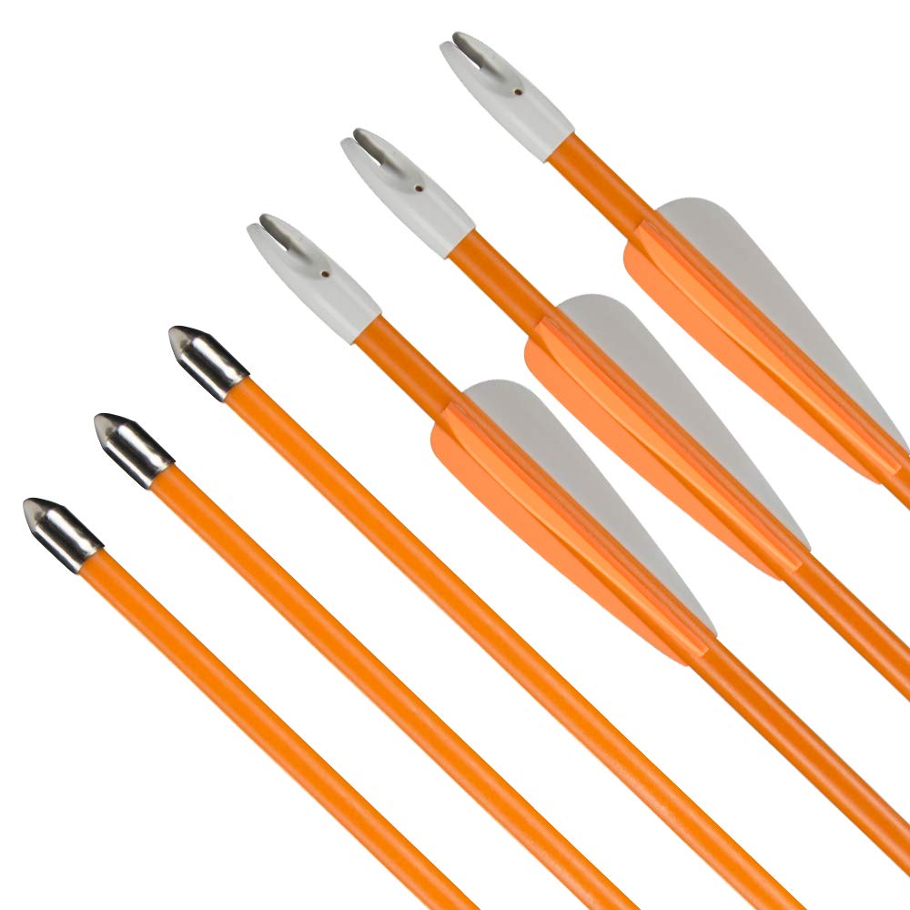 Huntingdoor Flèches en Fibre de Verre 26/28 Pouces Tir à l'Arc Chasse Ciblage Lot de 12 Orange
