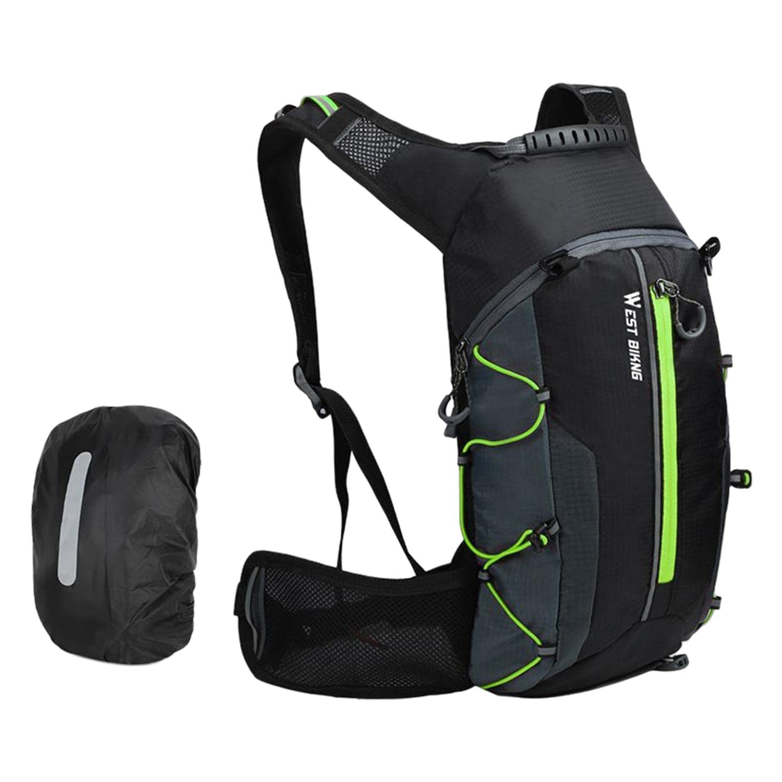 CALADNIS 10L Cycling Backpack Hiking Daypack Rucksack Riding Daypack for Running Black Green-picture-14
