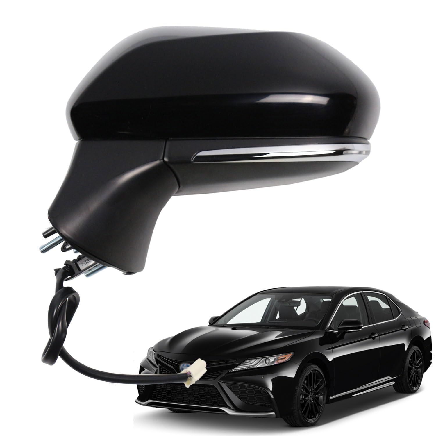 Marretoo for Toyota Camry Side Mirror Assembly Driver Side 2018 2019 2020 2021 2022 2023 2024 | Power | Heated | Turn Signal | Blind Spot Monitoring (POWER+LAMP+HEAT+BSM, Driver Side(LH))