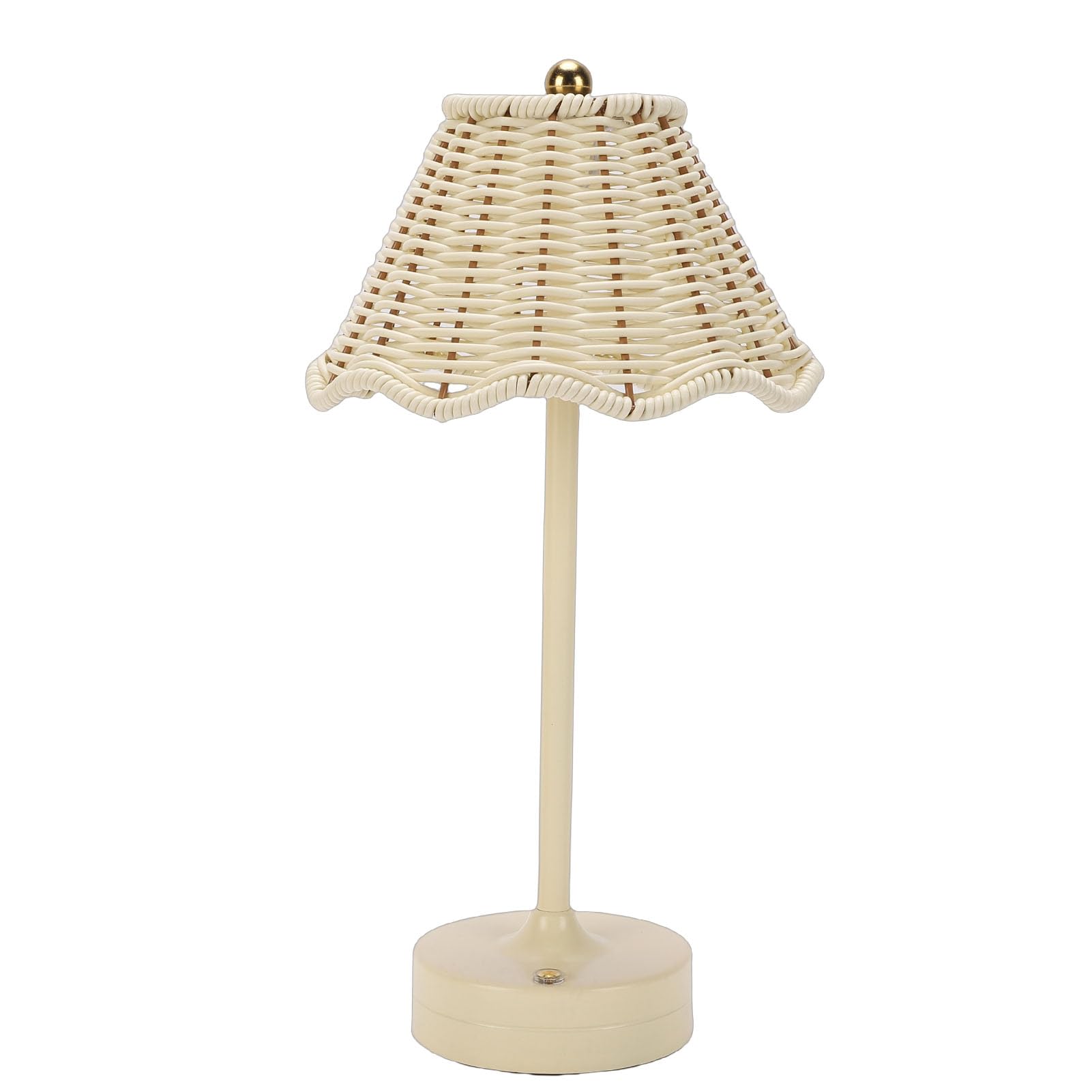 Topiky Cordless Table Lamp, Boho Rattan Table Lamp, Rechargeable 3 Colors Wicker Night Light, Battery Powerd Reading Bedside, Cordless Light Wireless for Living Room (White)