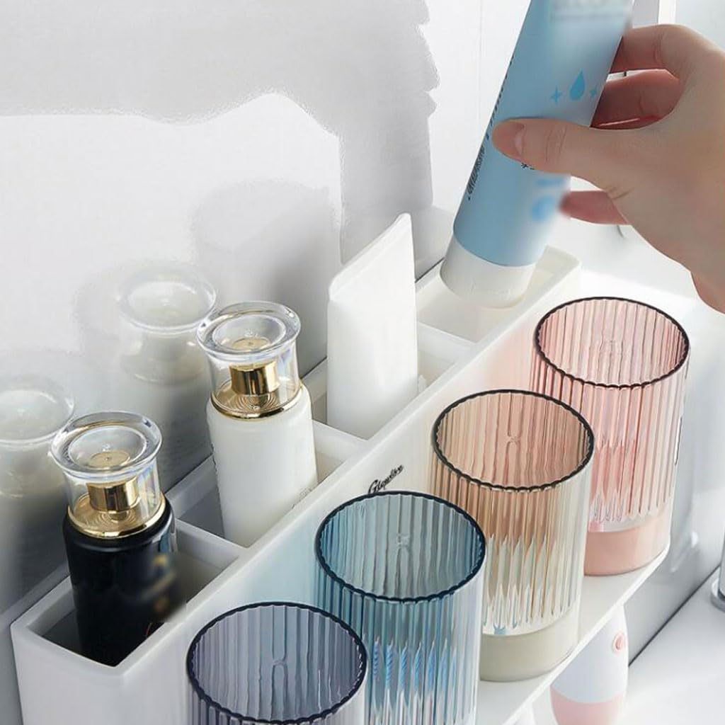 Set portaspazzolino in plastica Montato a Parete, Dispenser per Tazze per collutorio Domestico, di Grande capacità, Organizer per Il Bagno