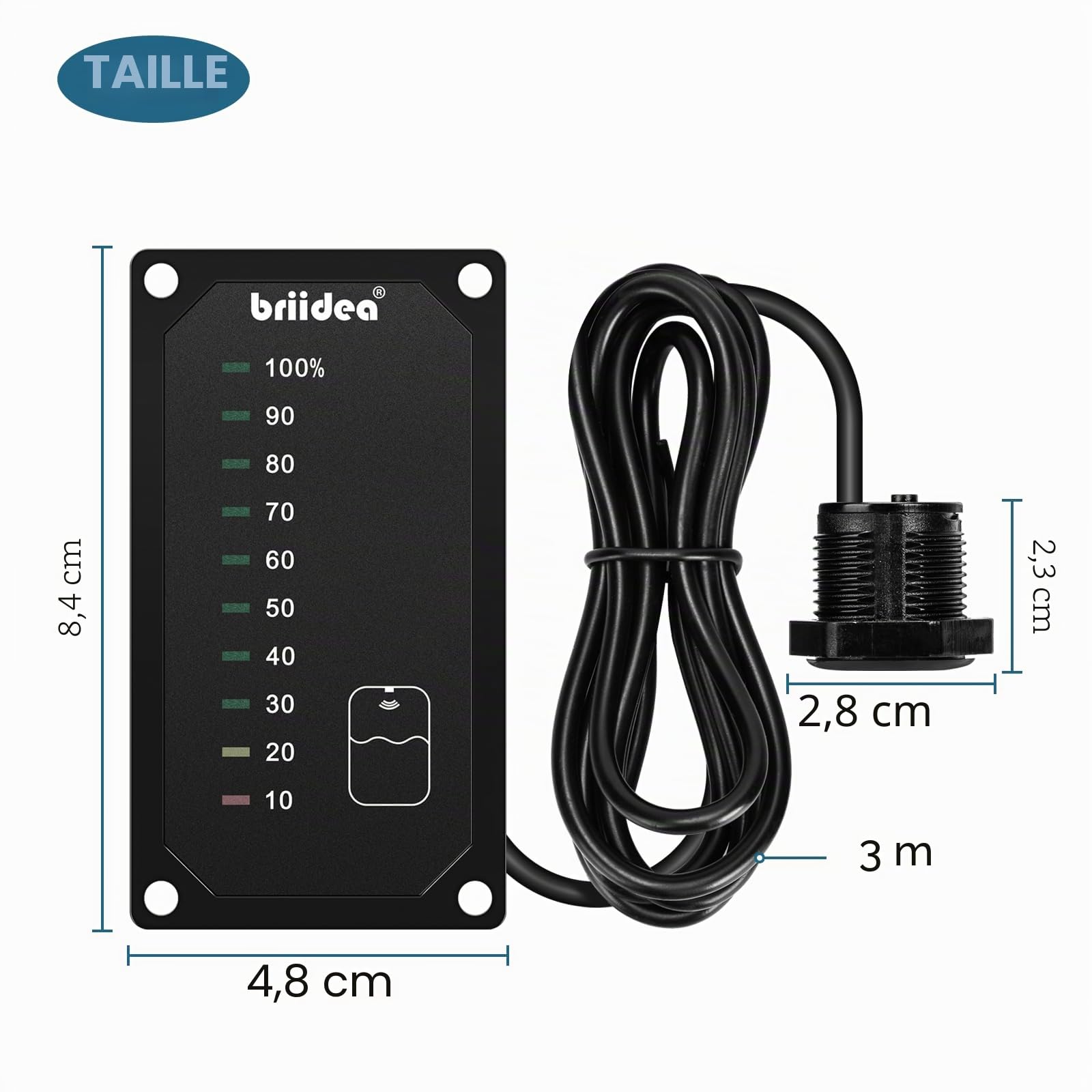 briidea Moniteur de niveau de réservoir d'eau pour camping-car avec indicateur LED, vous permet de réapprovisionner le réservoir d'eau à temps, alimenté par 7-32 V CC, idéal pour camping-car, caravane