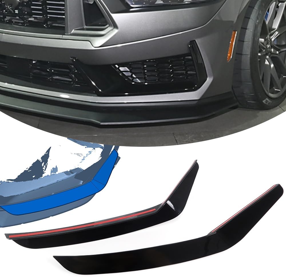 Jogon Front Bumper Vent Canards Splitter for Ford Mustang S650 Dark Horse 2024 2025, Front Side Spoiler Splitter Wind Knife Trim (ABS Plastic) Dark Horse, ABS Plastic