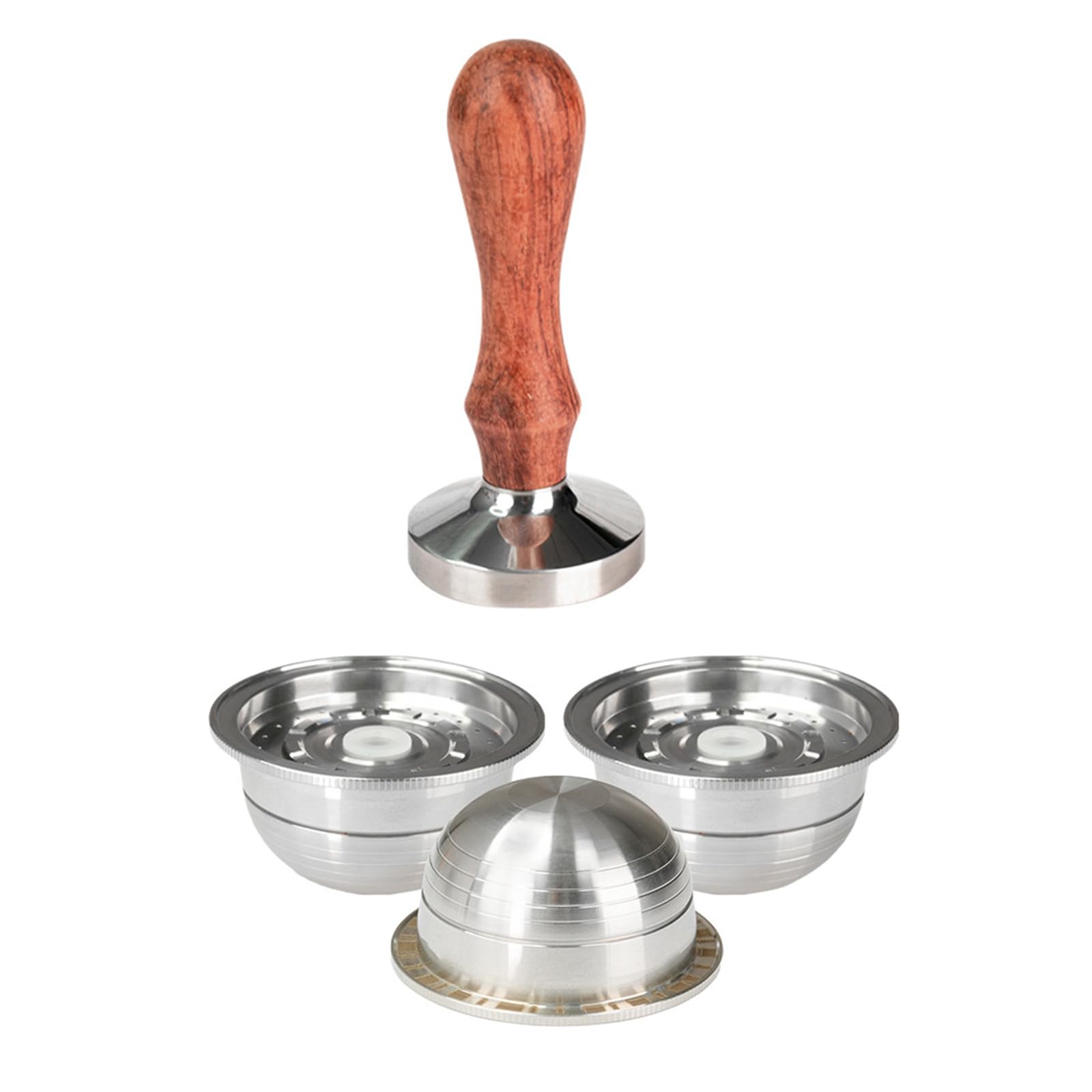 Mekalero Dishwasher Safe Metal Espresso Pods Cup Coffee Pods Shell with Tamping Tool Stainless Steel Texture for Tamper