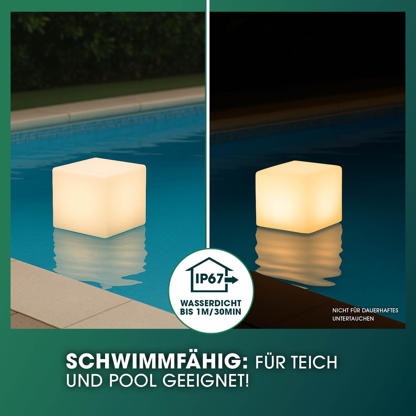 EASYmaxx LED Solarleuchte mit Fernbedienung | kaltweiße Leuchten mit Solarbetrieb & Farbwechsel | dimmbare Helligkeitsstufen, 12 Farben, 5 Leuchtmodi | inklusive Erdspieß & Dämmungssensor | Würfelform