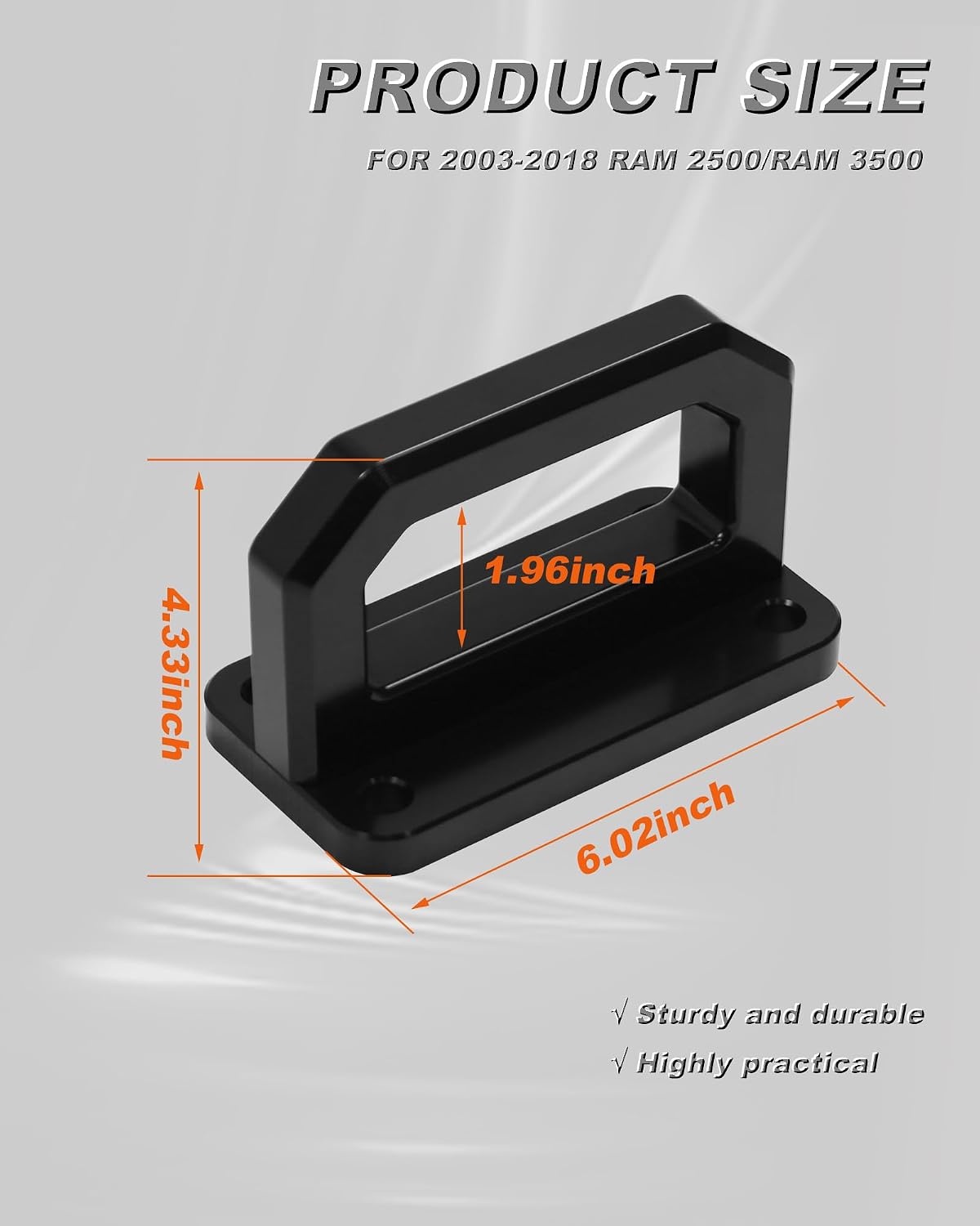 Front Tow Hooks, D-Ring Shackle Compatible with 2003-2018 Ram 2500 3500 2WD & 4WD - Replace OEM 68171791AA, 52020587AB (Black)