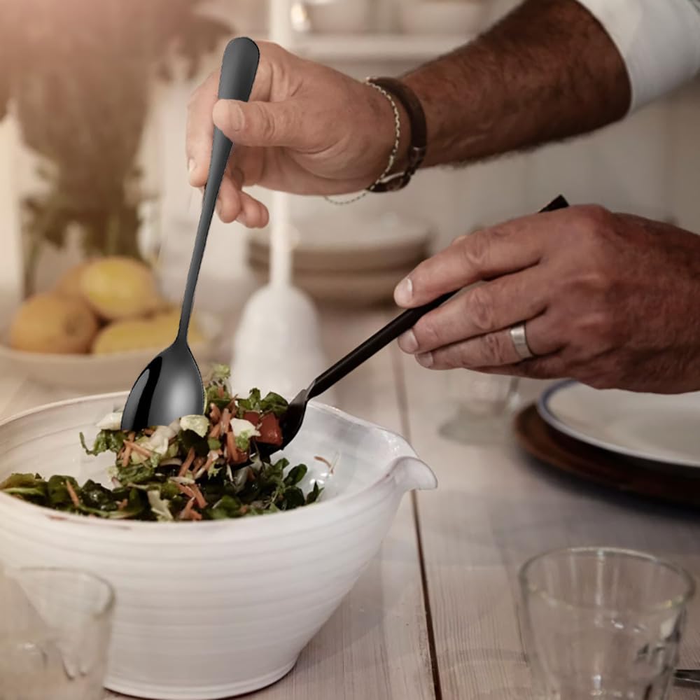 Design costoso in acciaio inox insalata server forchetta con manico in legno ute