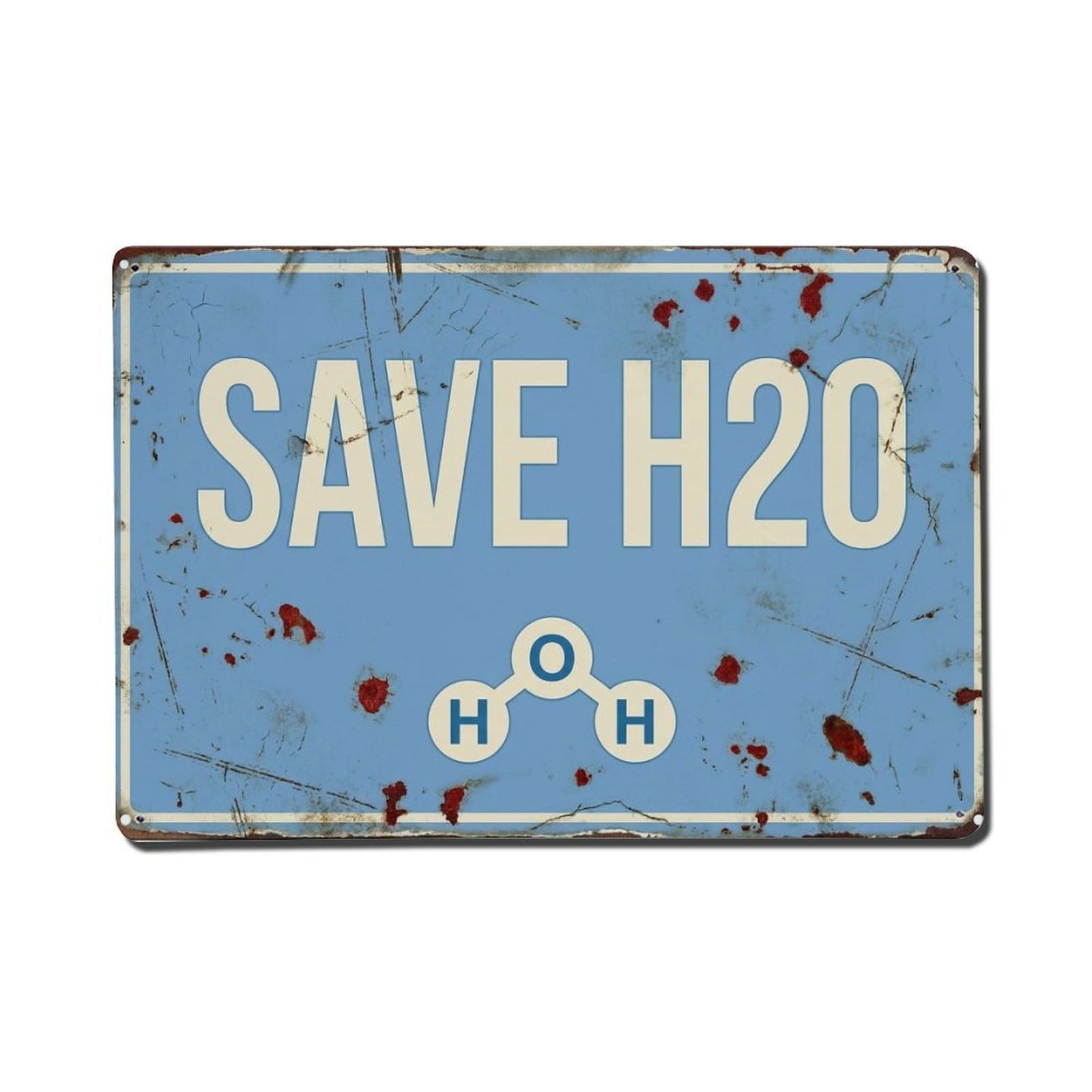 Olhnbad Style Save H2o Water Conservation Quote Text Layout Metal Tin Sign